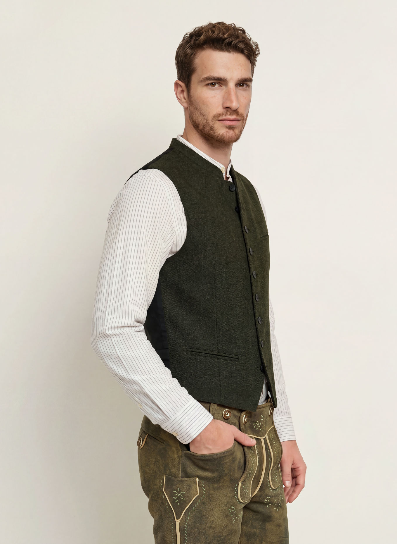 Hammerschmid Vestă tradițională PHILLIP: VERDE ÎNCHIS / NEGRU