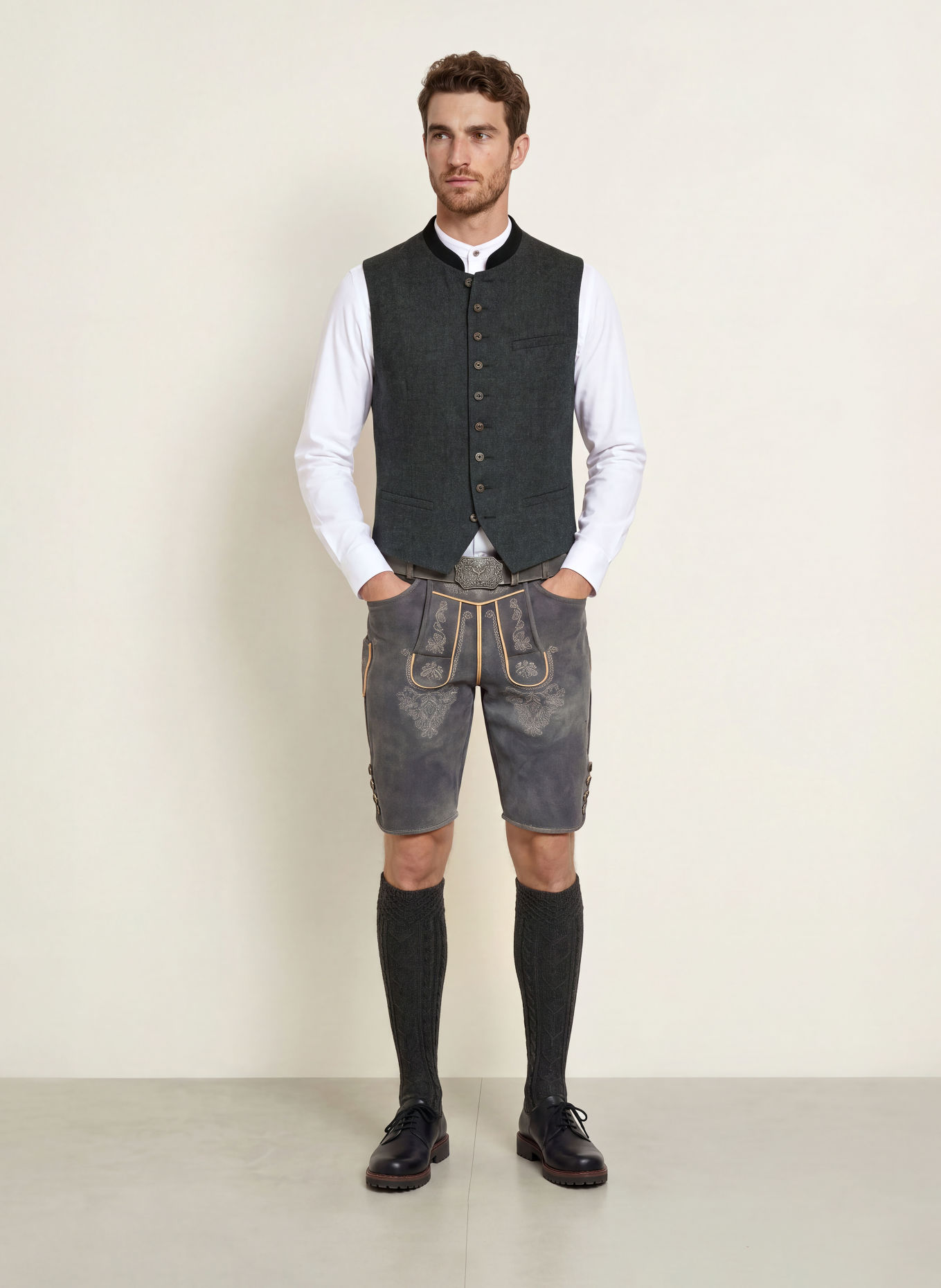 Hammerschmid Vestă tradițională MORITZ: GRI ÎNCHIS / GRI DESCHIS