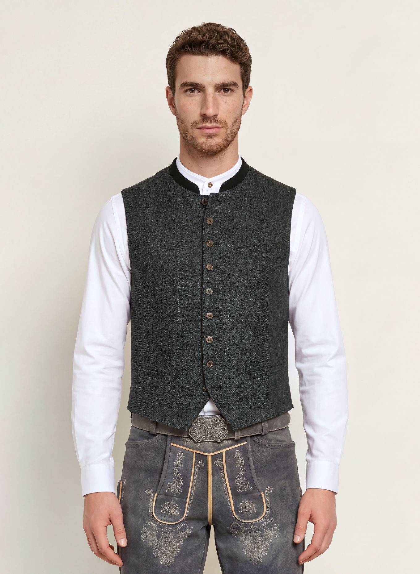 Hammerschmid Vestă tradițională MORITZ: GRI ÎNCHIS / GRI DESCHIS