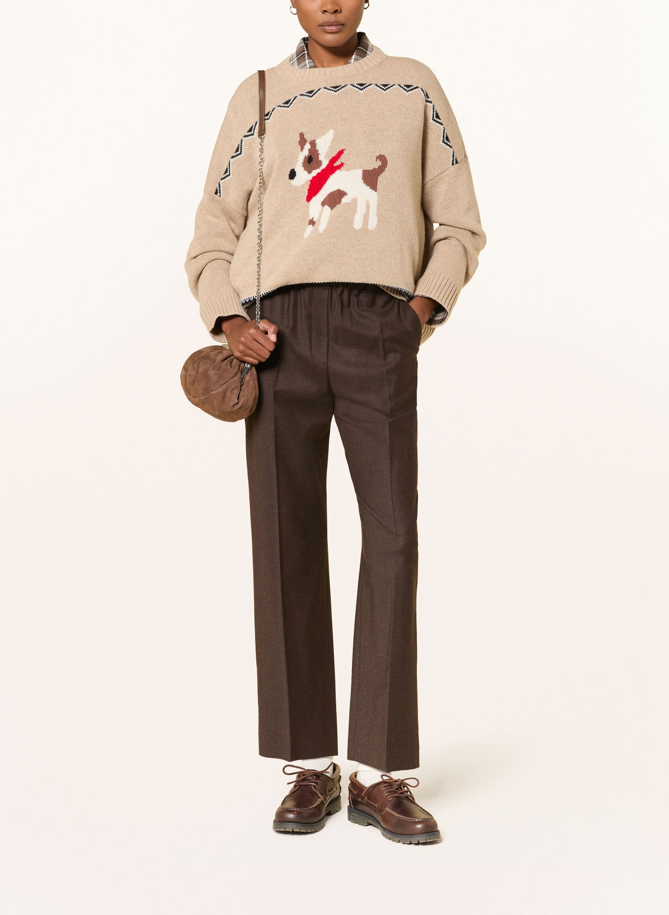 WEEKEND Max Mara Flanellen broek HATELEY: MARRON FONCÉ