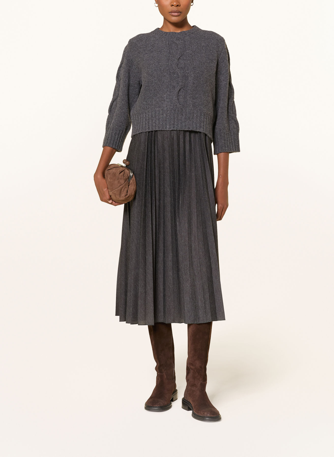 WEEKEND Max Mara Set CALCO: jurk en Trui met 3/4-mouwen: DONKERGRIJS