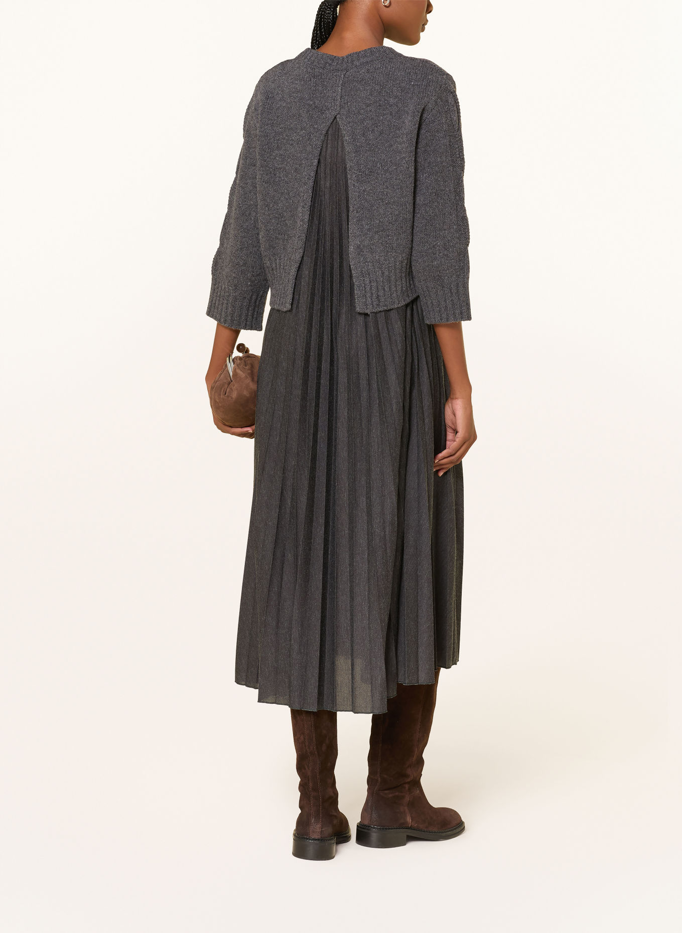 WEEKEND Max Mara Set CALCO: jurk en Trui met 3/4-mouwen: DONKERGRIJS