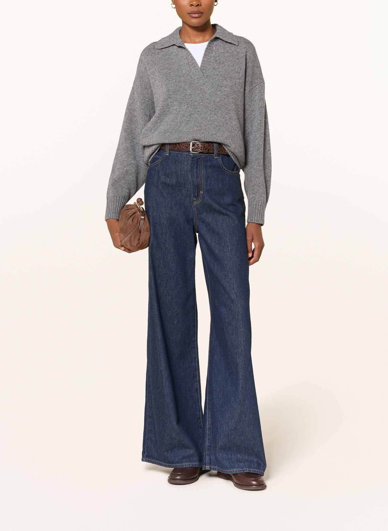 WEEKEND Max Mara Pletená polokošile AGRE: ŠEDÁ
