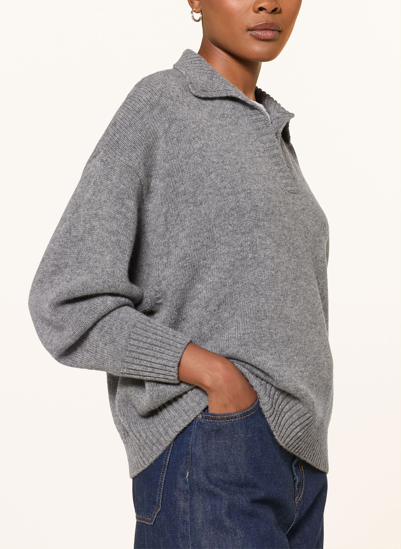 WEEKEND Max Mara Pletená polokošile AGRE: ŠEDÁ