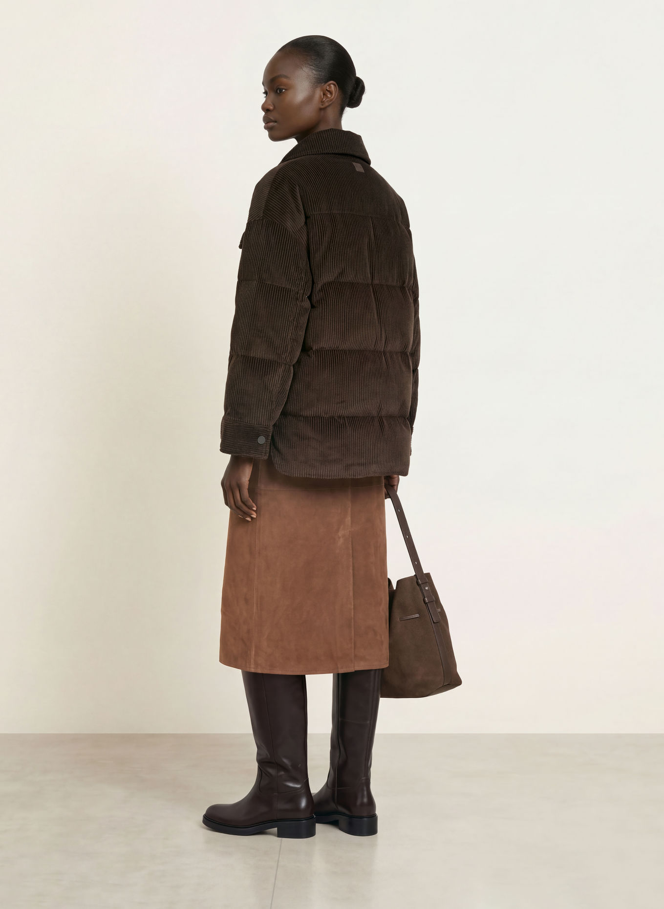WEEKEND Max Mara Jupe en cuir PALMI: MARRON FONCÉ