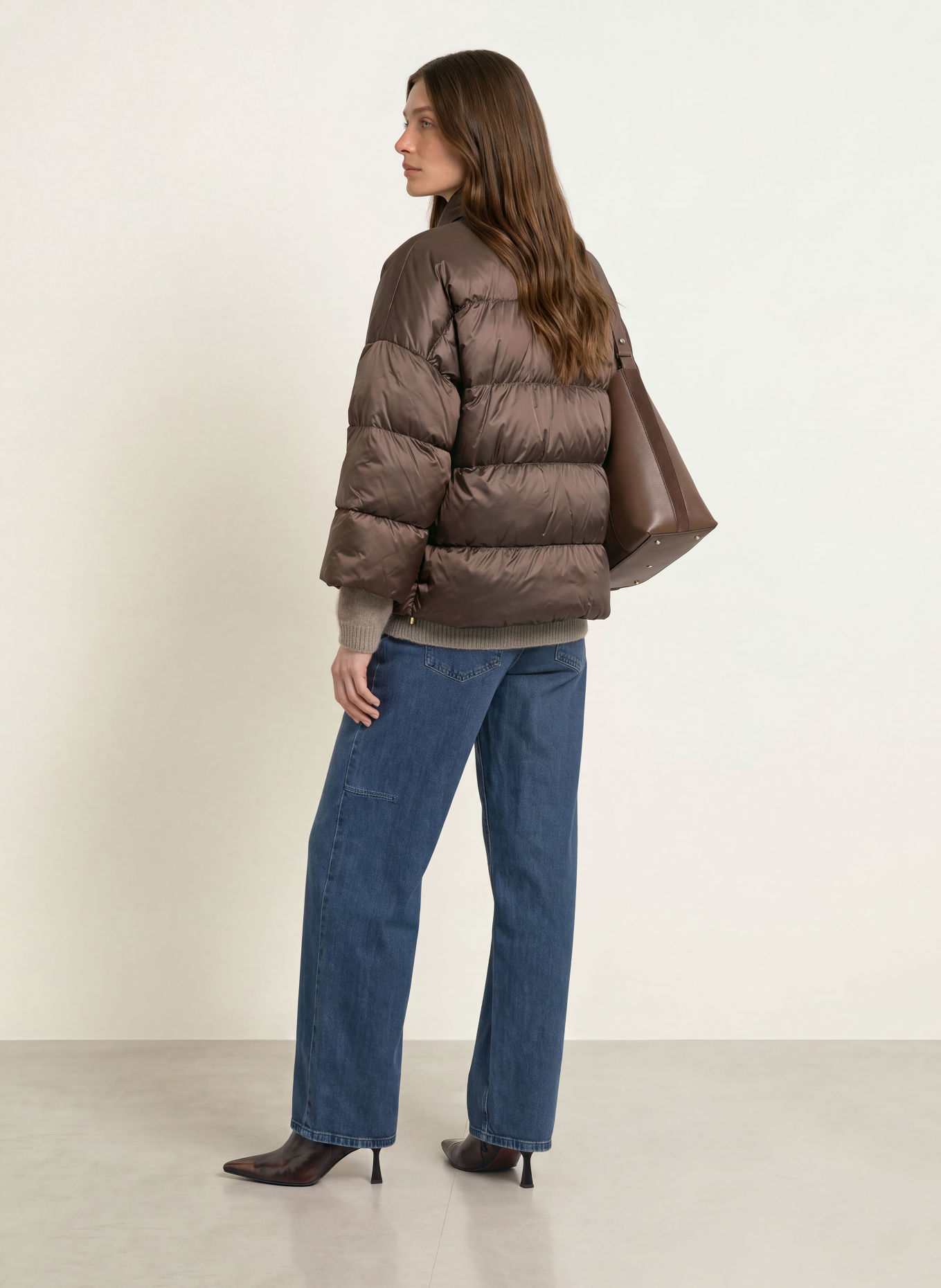Max Mara The Cube Daunenjacke MERINGA mit 3/4-Arm: DUNKELBRAUN
