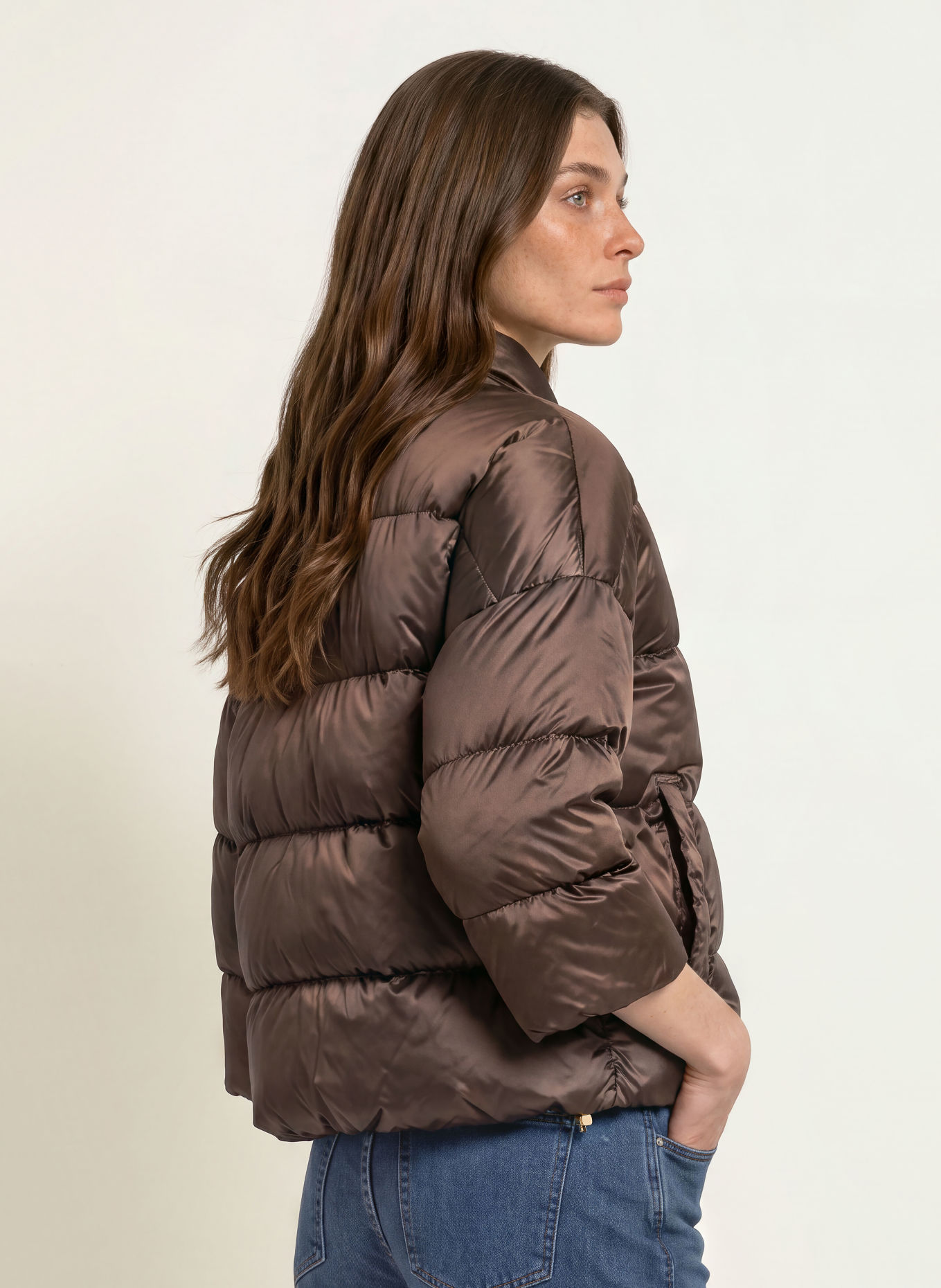 Max Mara The Cube Daunenjacke MERINGA mit 3/4-Arm: DUNKELBRAUN