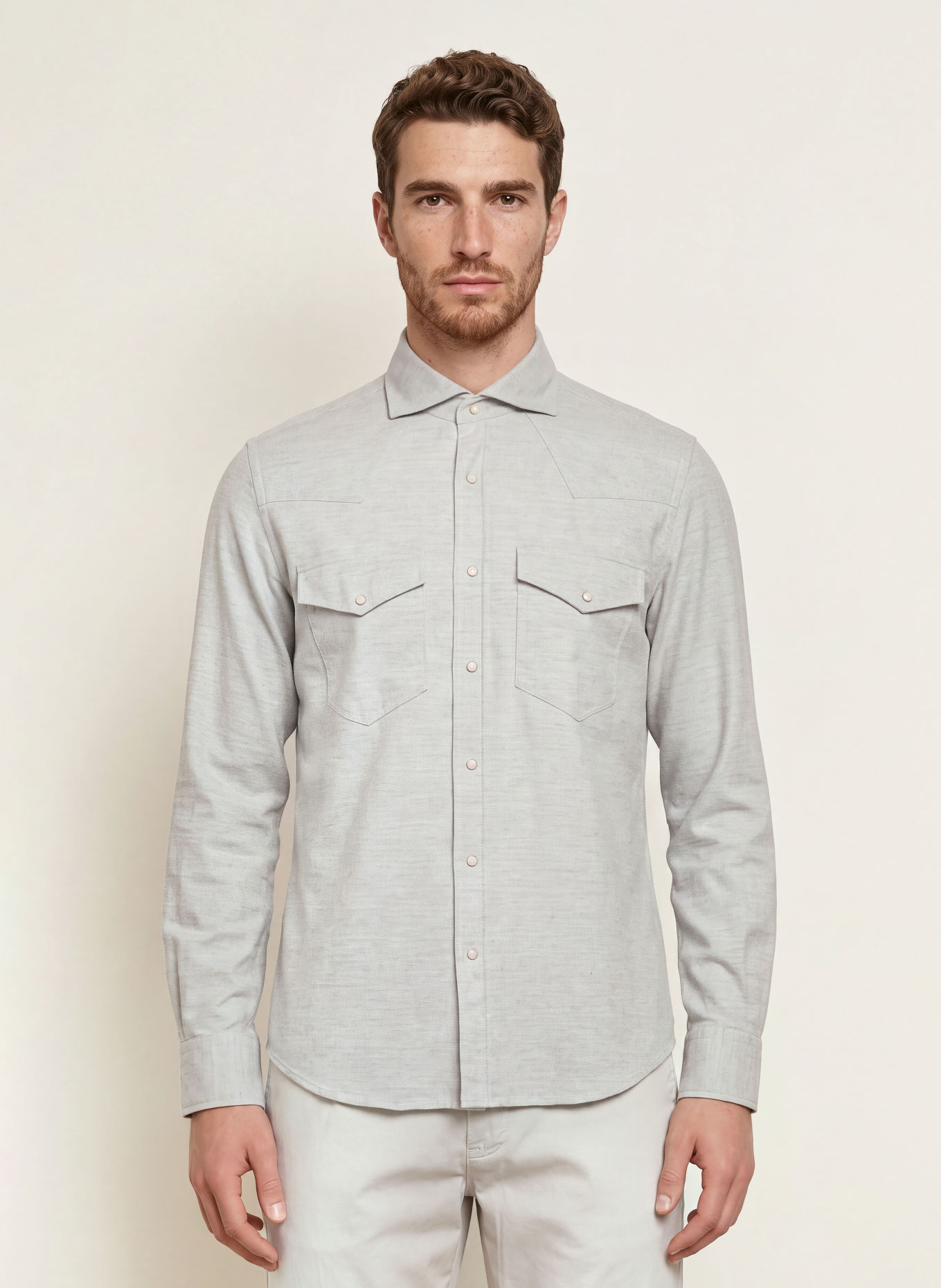 windsor. Overshirt LENNIO aus Flanell: HELLGRAU