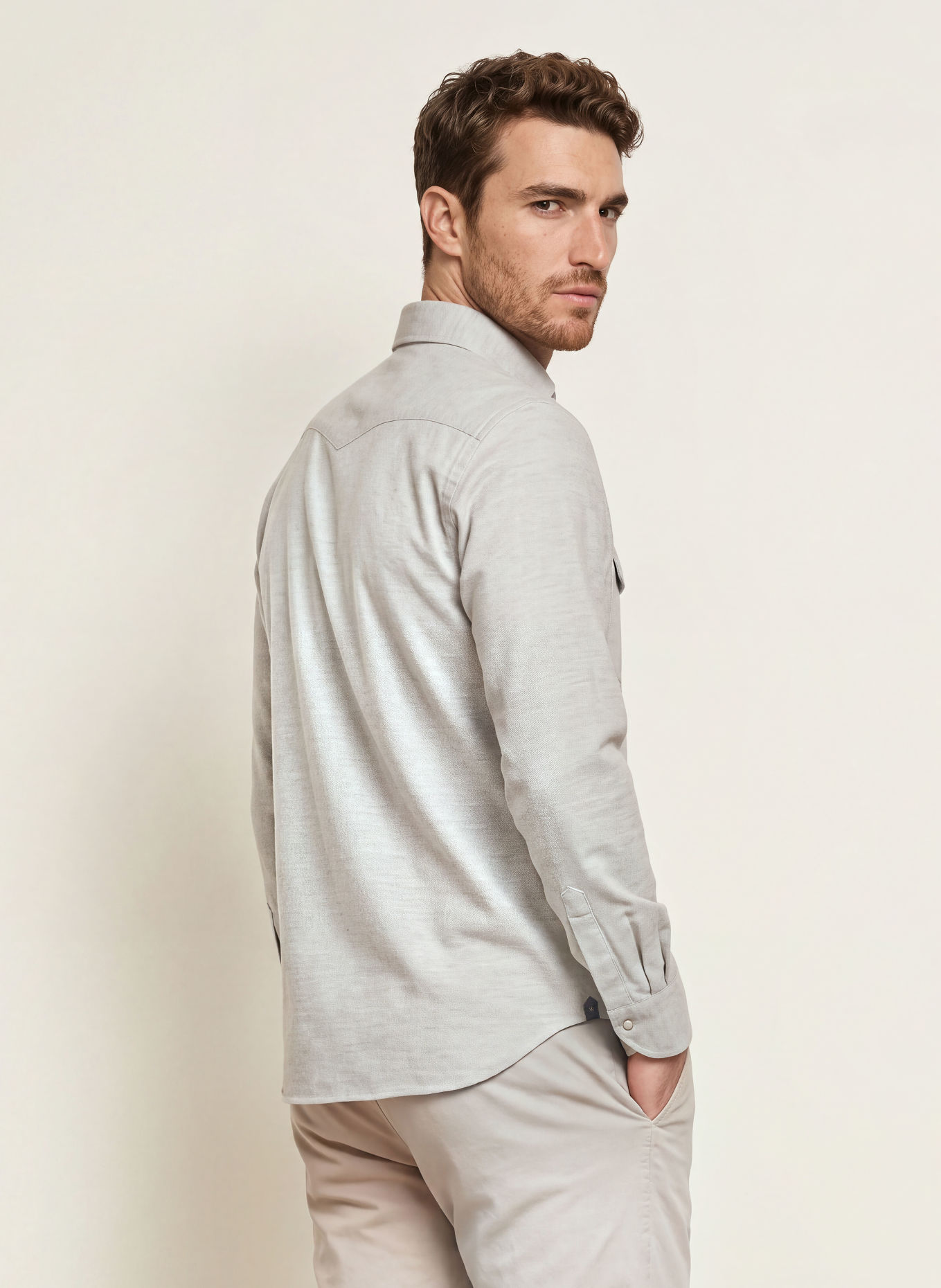windsor. Overshirt LENNIO aus Flanell: HELLGRAU