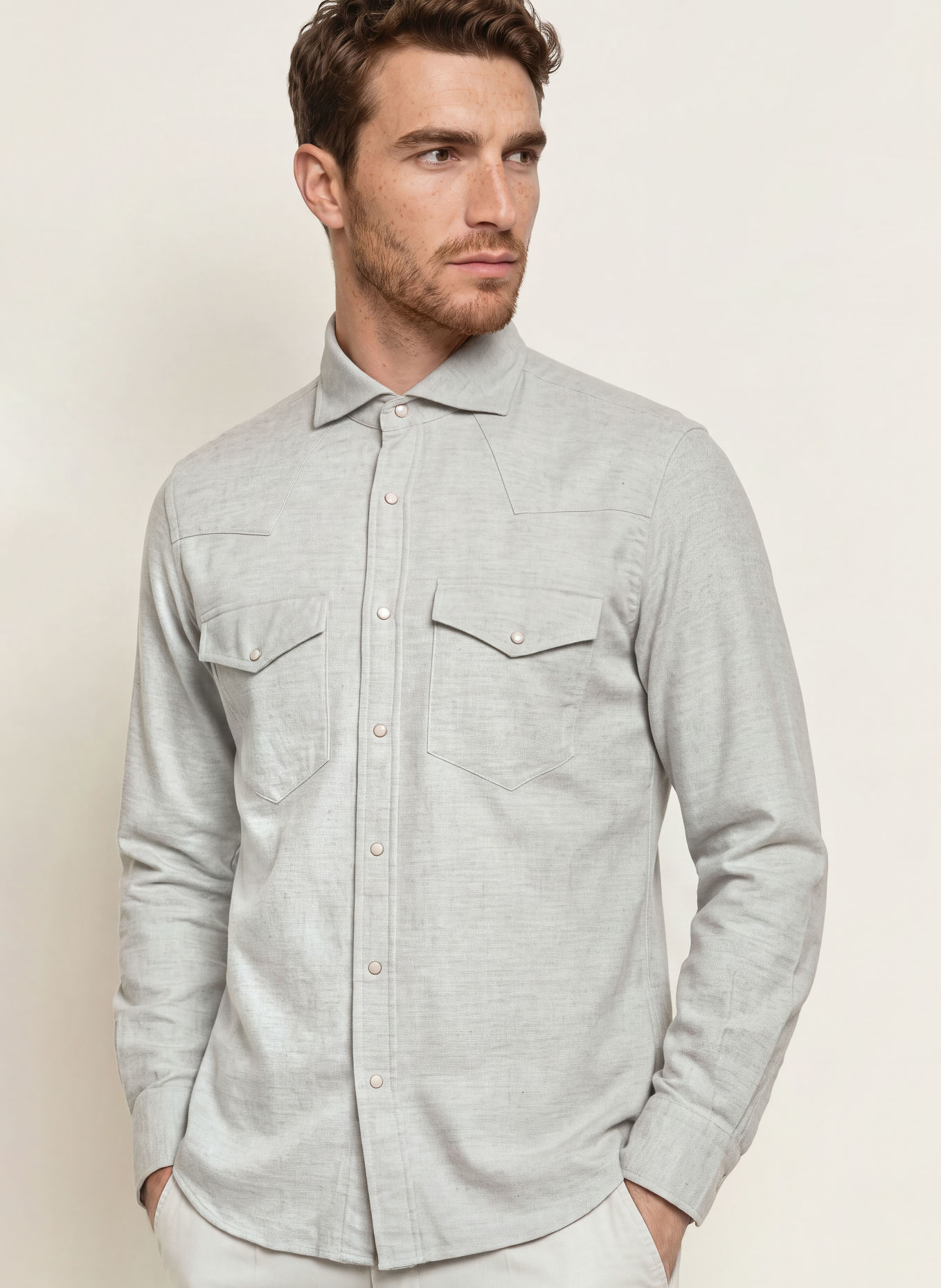 windsor. Overshirt LENNIO aus Flanell: HELLGRAU