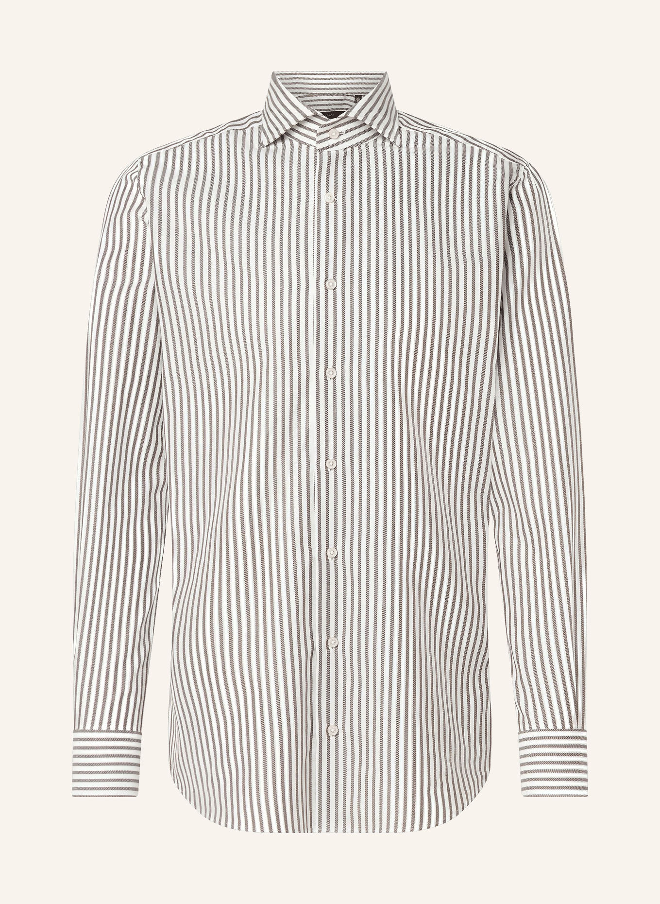 windsor. TRIVO Shaped Fit Shirt: DARK BROWN / WHITE