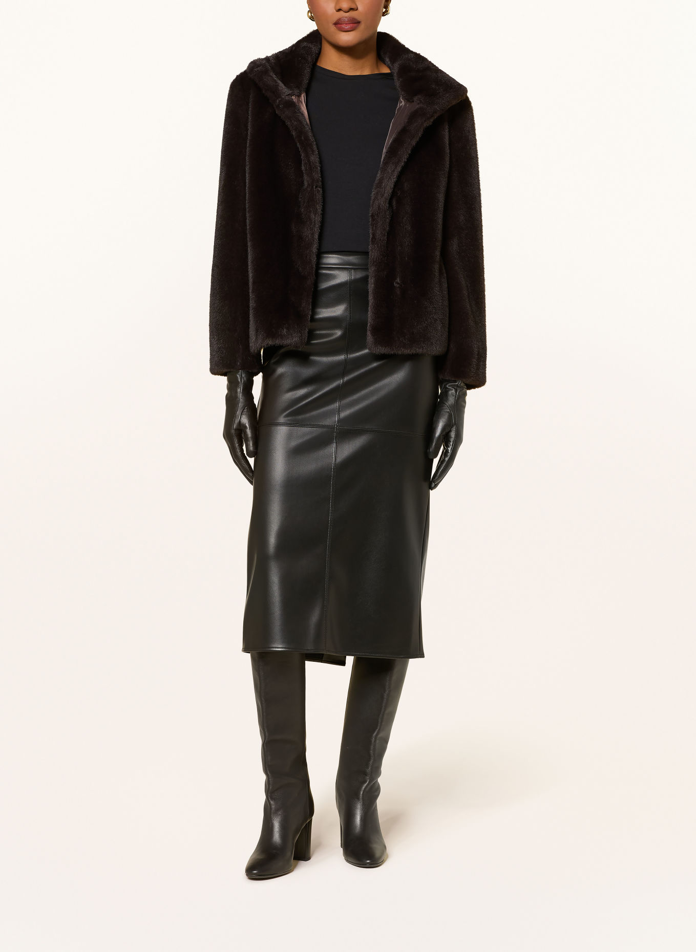 S Max Mara Jupe AMACA aspect cuir: NOIR
