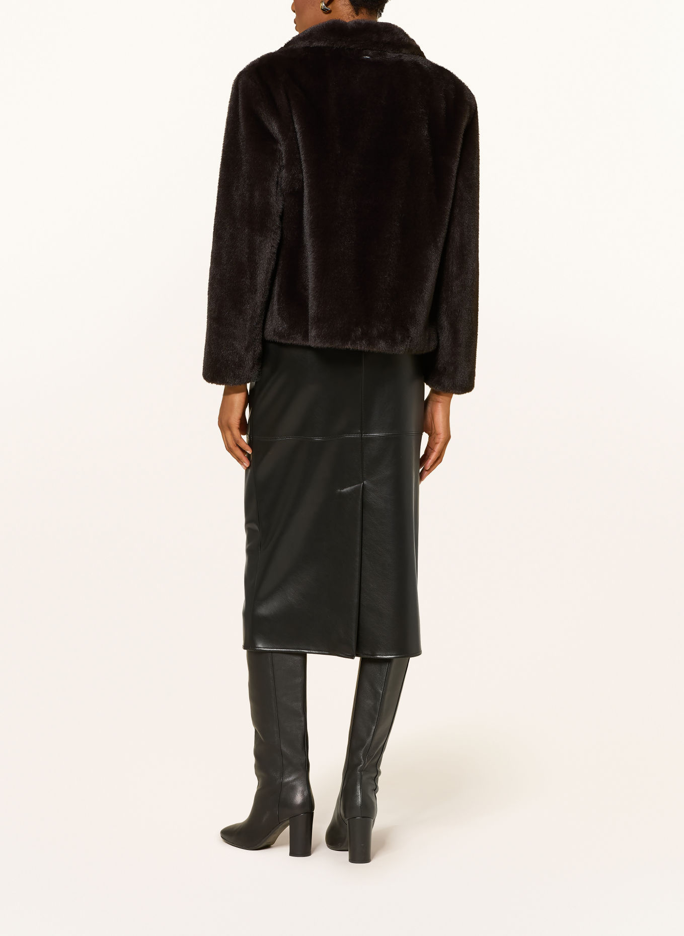 S Max Mara Jupe AMACA aspect cuir: NOIR
