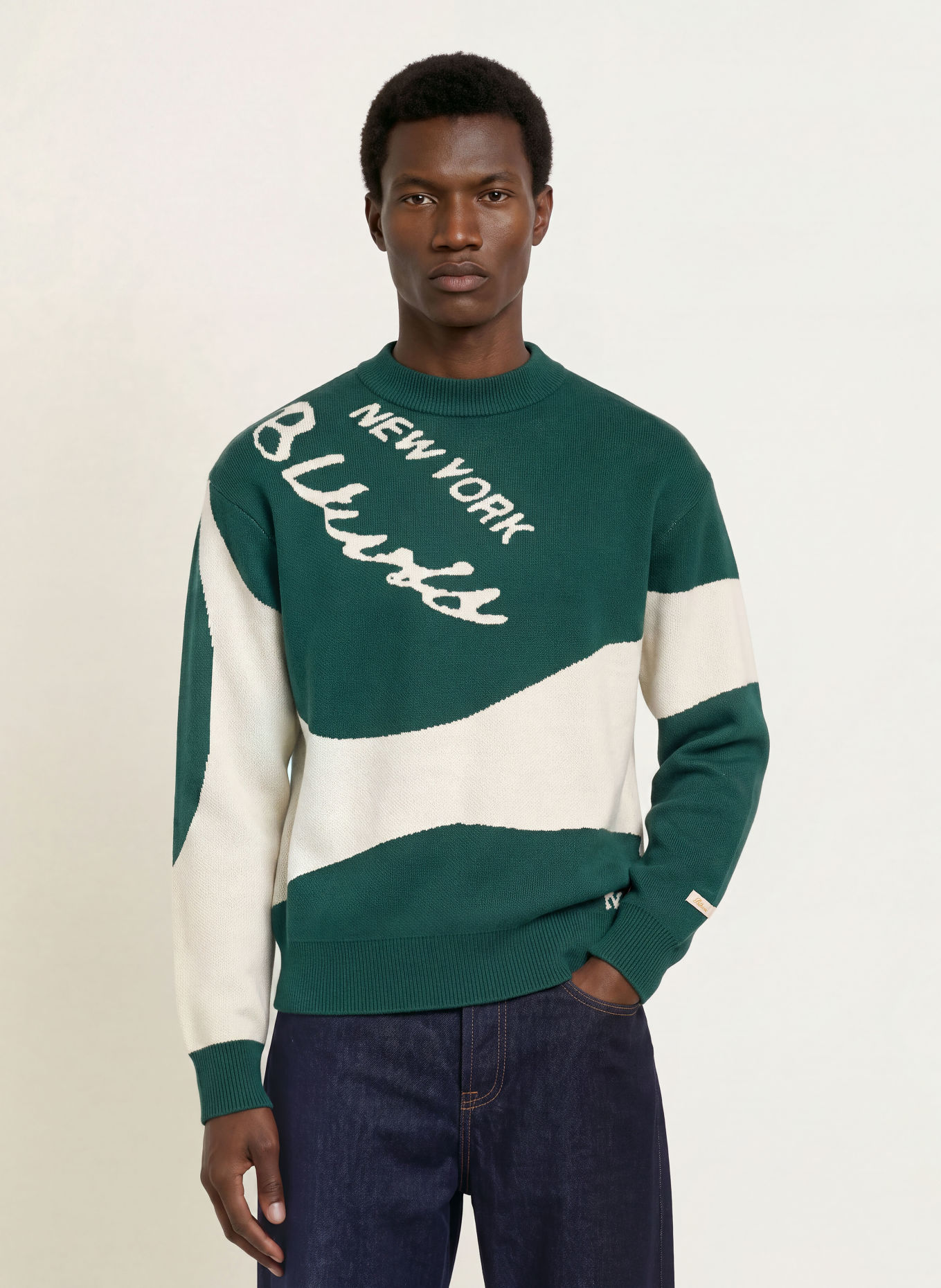 BLKVIS Pullover: GRÜN / ECRU