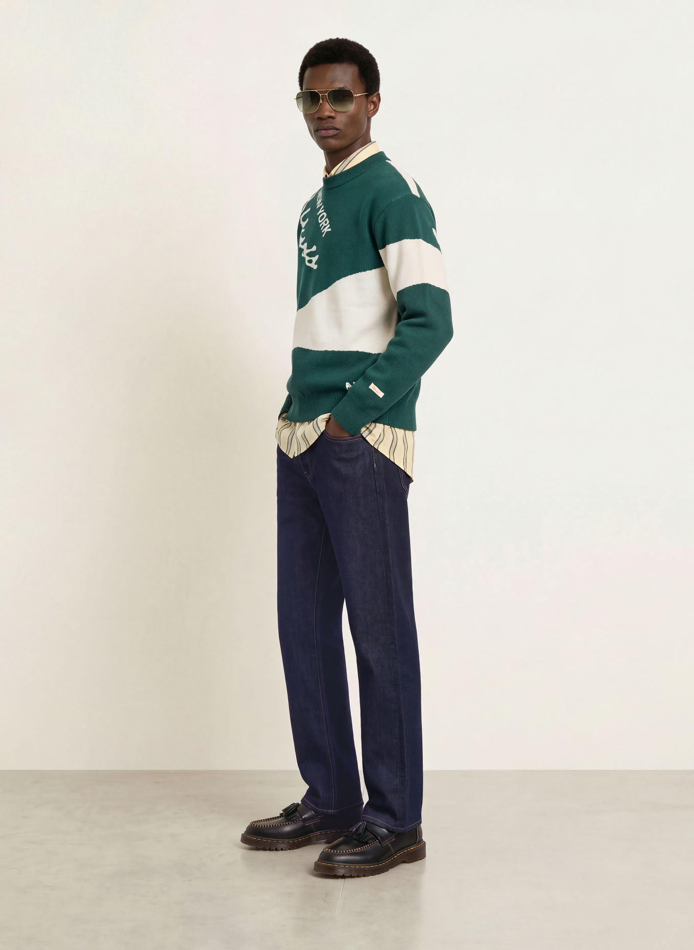 BLKVIS Pullover: GRÜN / ECRU