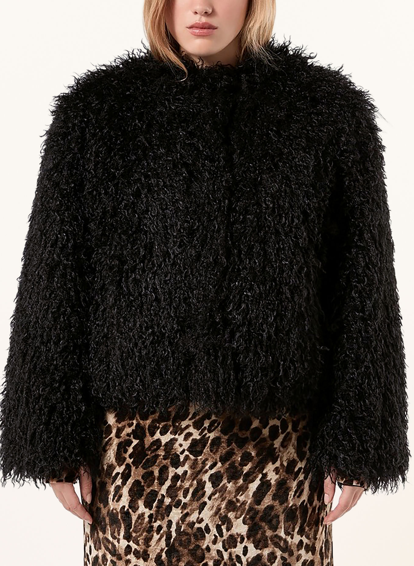 PERSONA MARINA RINALDI Faux Fur Jacket: BLACK