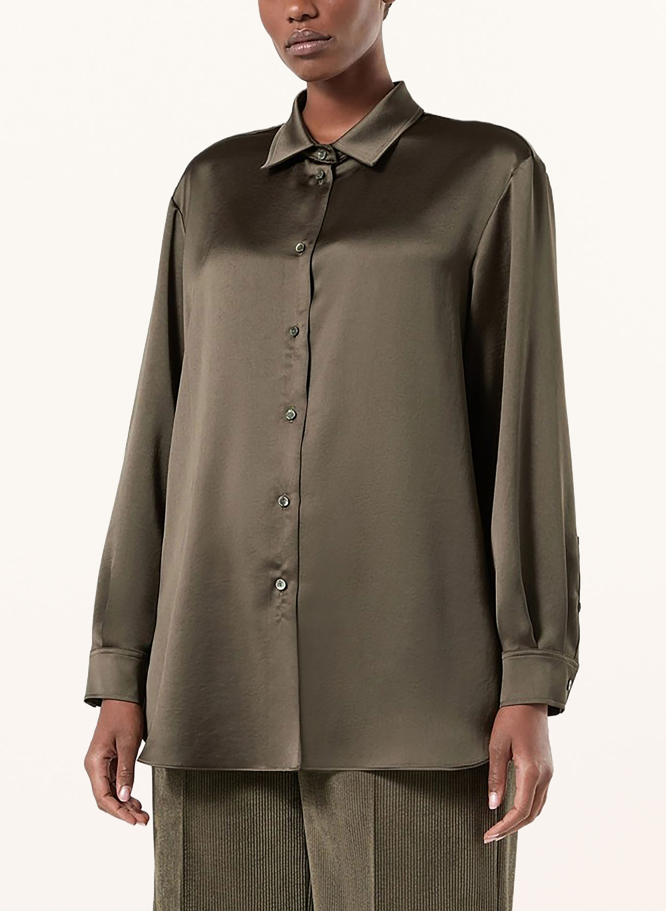 MARINA RINALDI Satijnen overhemdblouse MRSADEPTO: MARRON FONCÉ