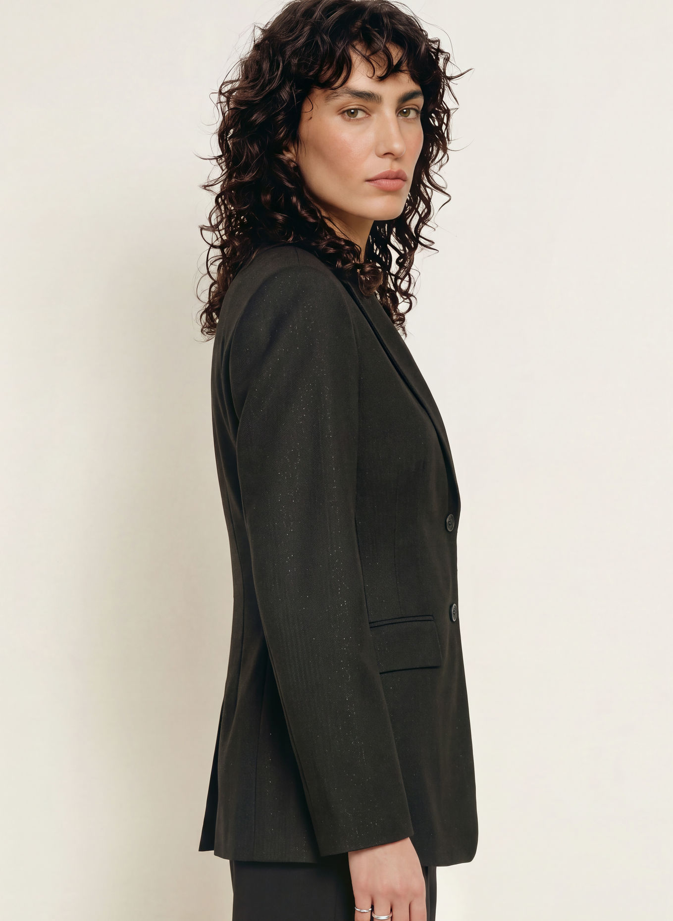 HUGO Blazer ASMALLA mit Glitzergarn: SCHWARZ