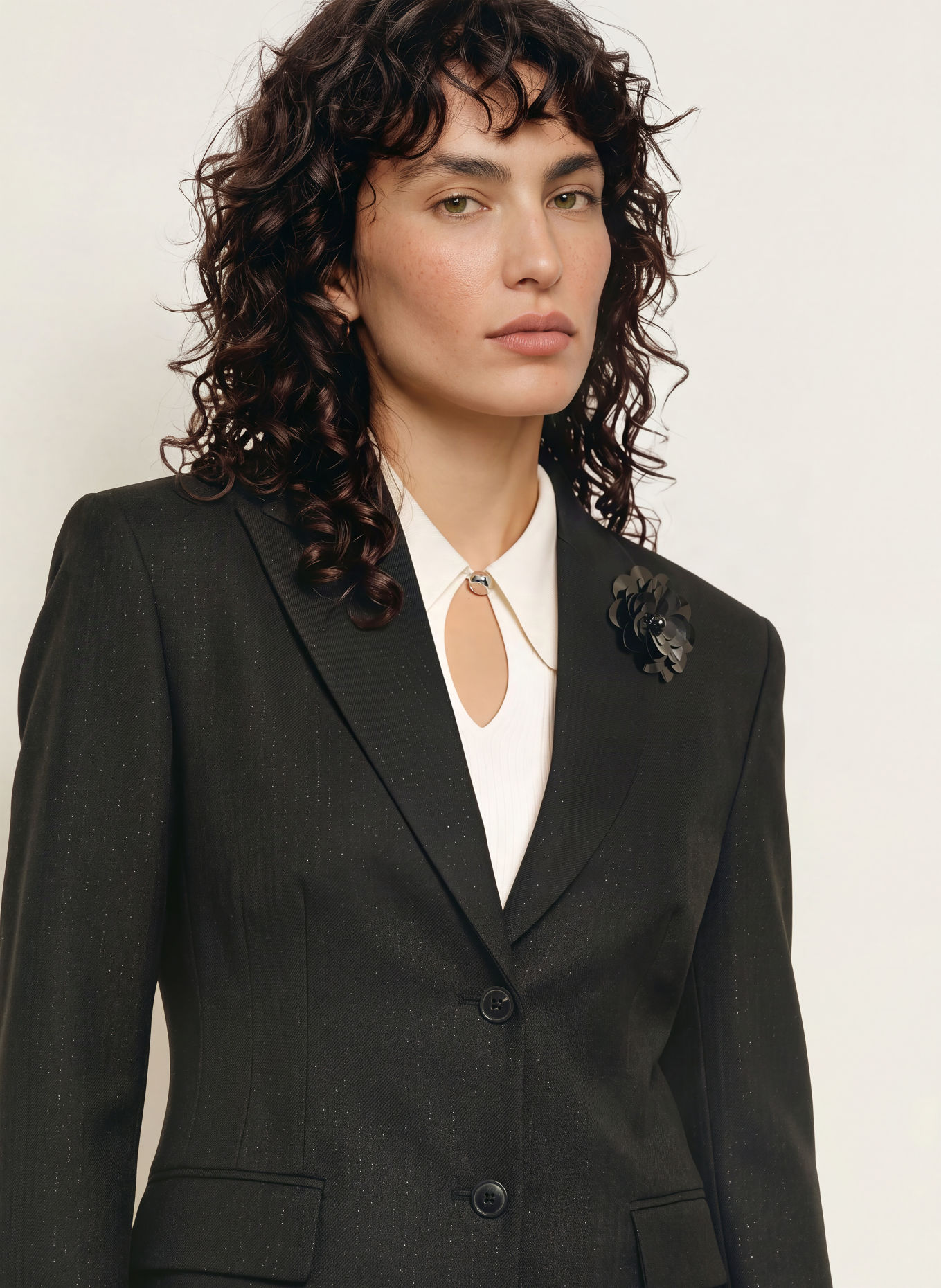 HUGO Blazer ASMALLA mit Glitzergarn: SCHWARZ