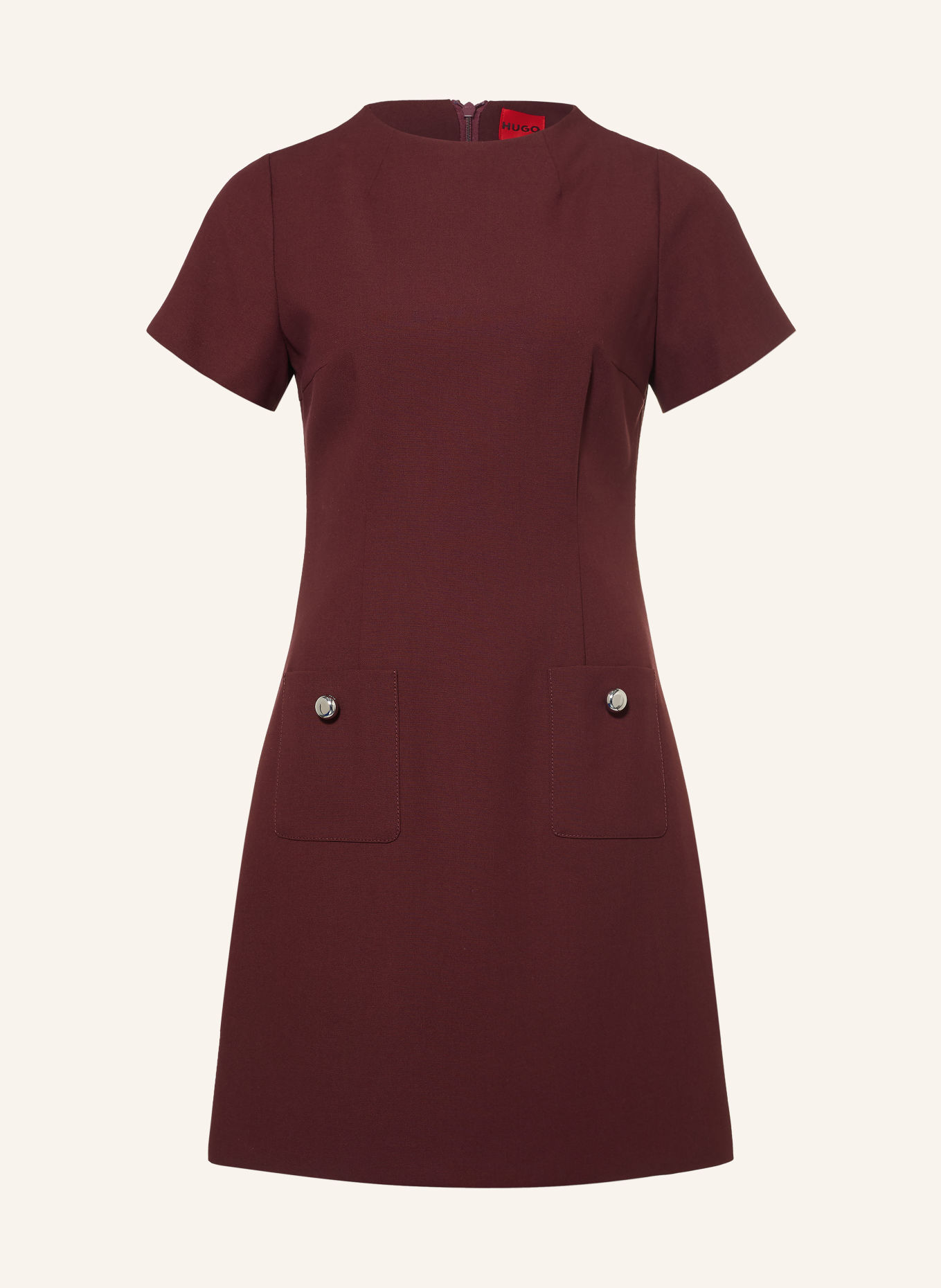HUGO Robe fourreau KIHANNA: ROUGE FONCÉ