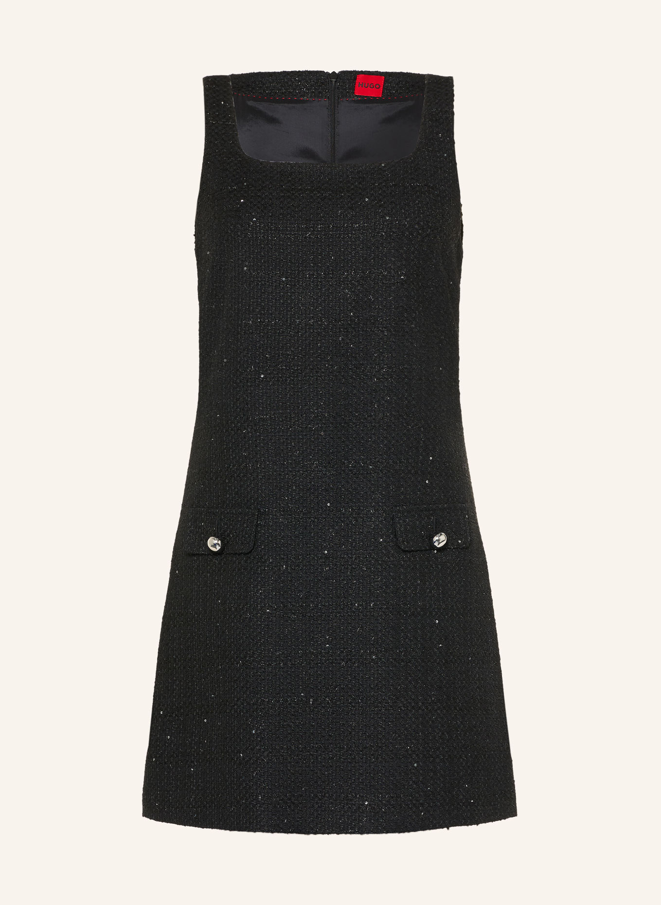 HUGO Robe bouclée KALIFE avec paillettes et fil pailleté: NOIR