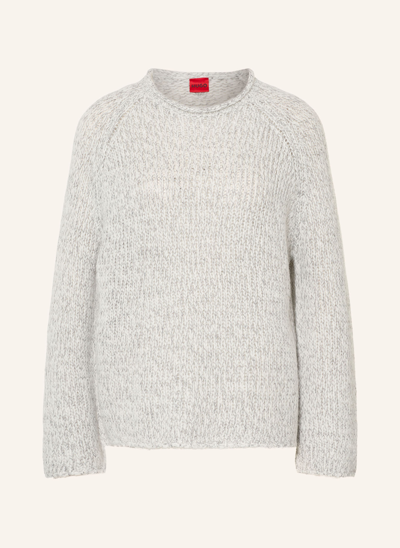HUGO SELLEY Sweater with Glitter Yarn: WHITE / GRAY