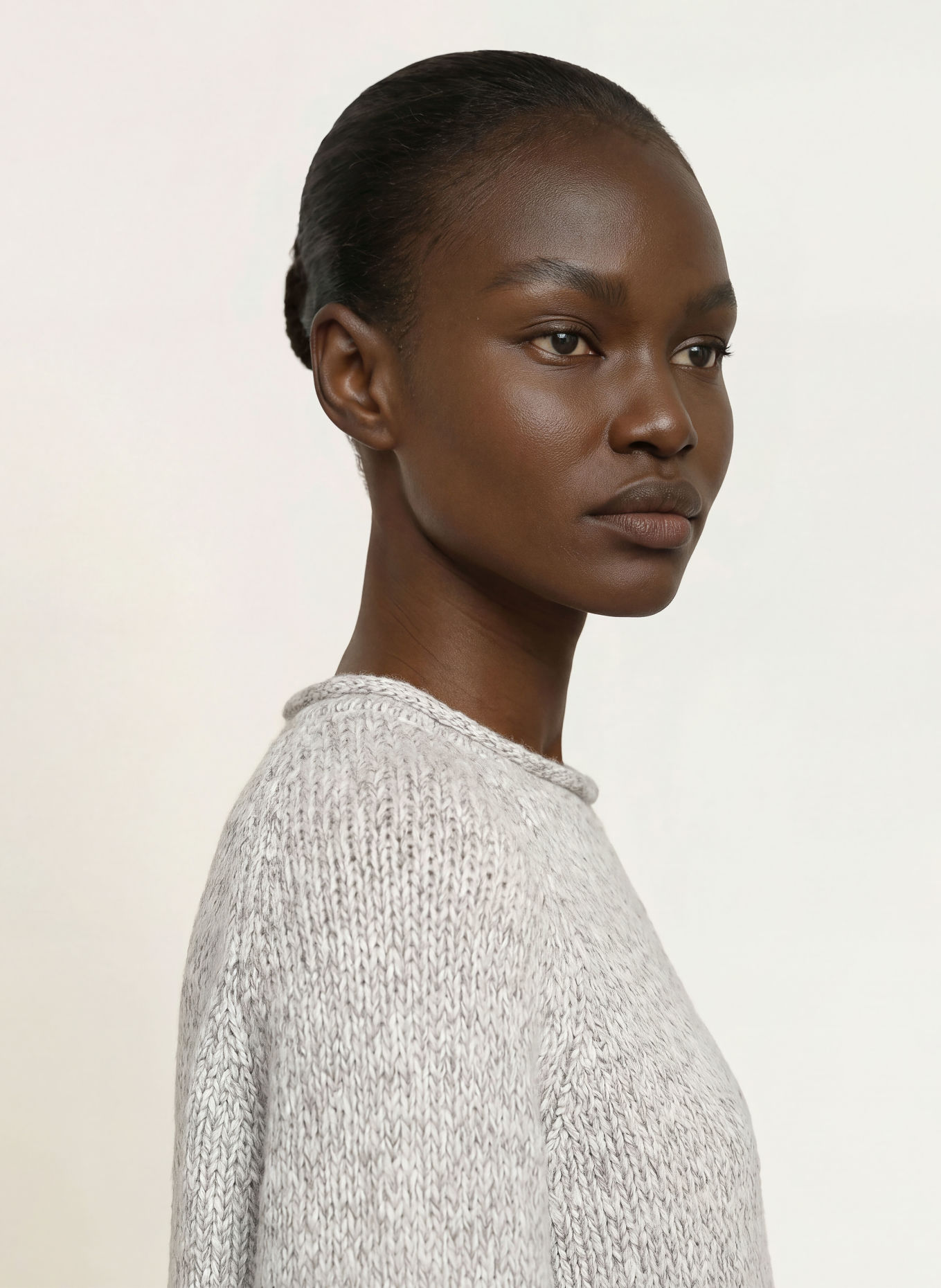 HUGO SELLEY Sweater with Glitter Yarn: WHITE / GRAY