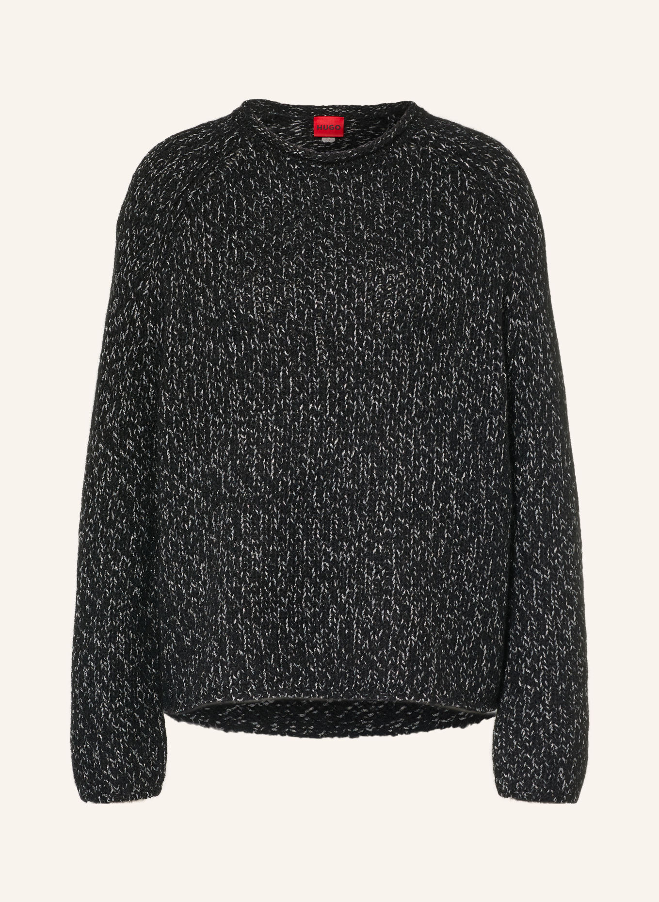 HUGO Pullover SELLEY mit Glitzergarn: SCHWARZ / SILBER