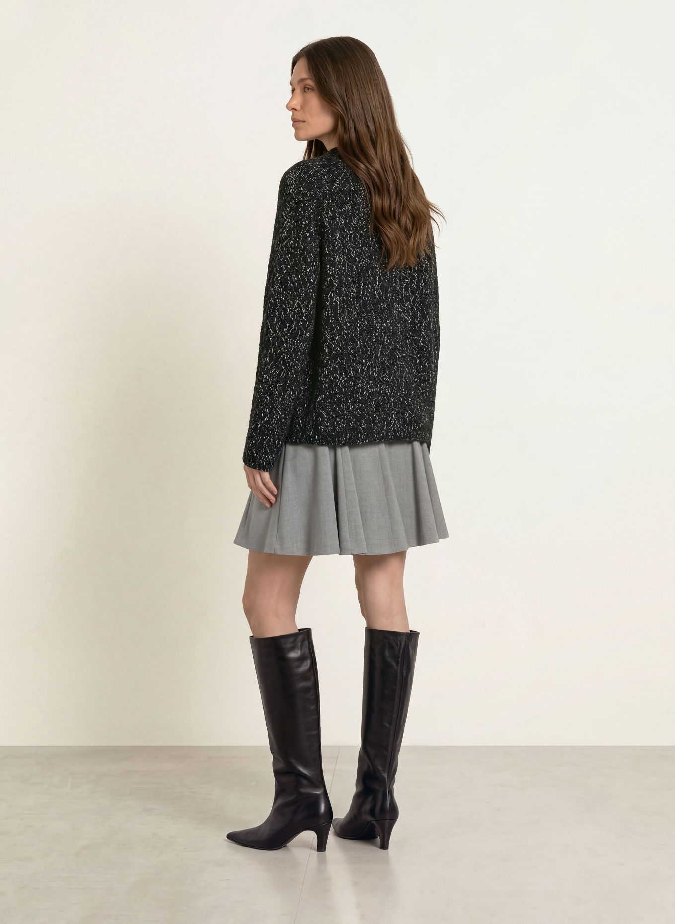 HUGO Pullover SELLEY mit Glitzergarn: SCHWARZ / SILBER