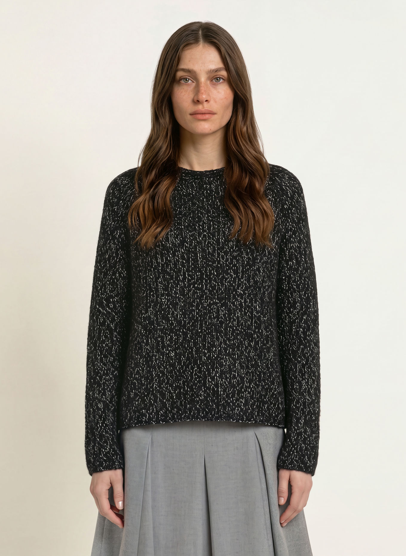 HUGO Pullover SELLEY mit Glitzergarn: SCHWARZ / SILBER