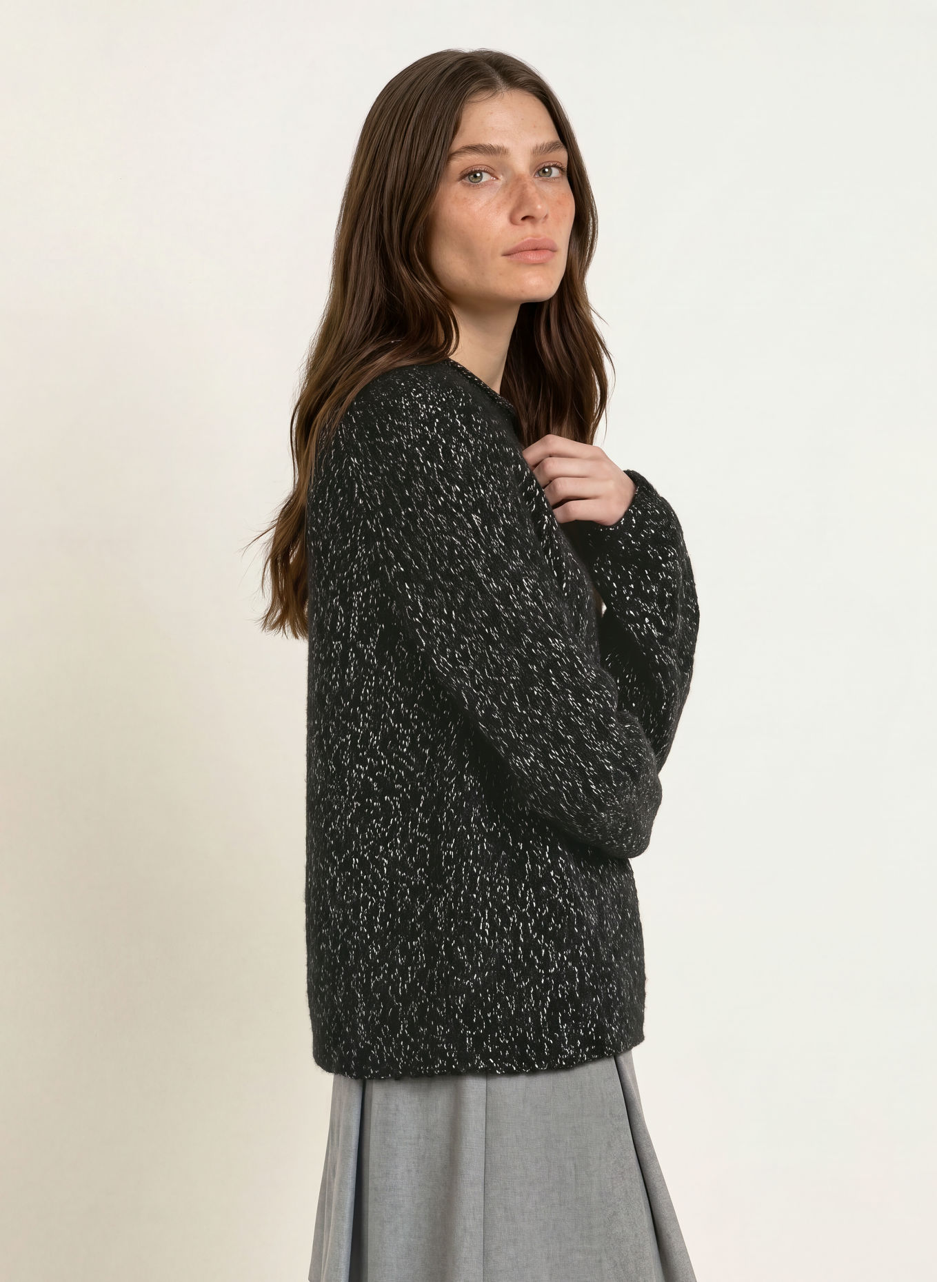 HUGO Pullover SELLEY mit Glitzergarn: SCHWARZ / SILBER