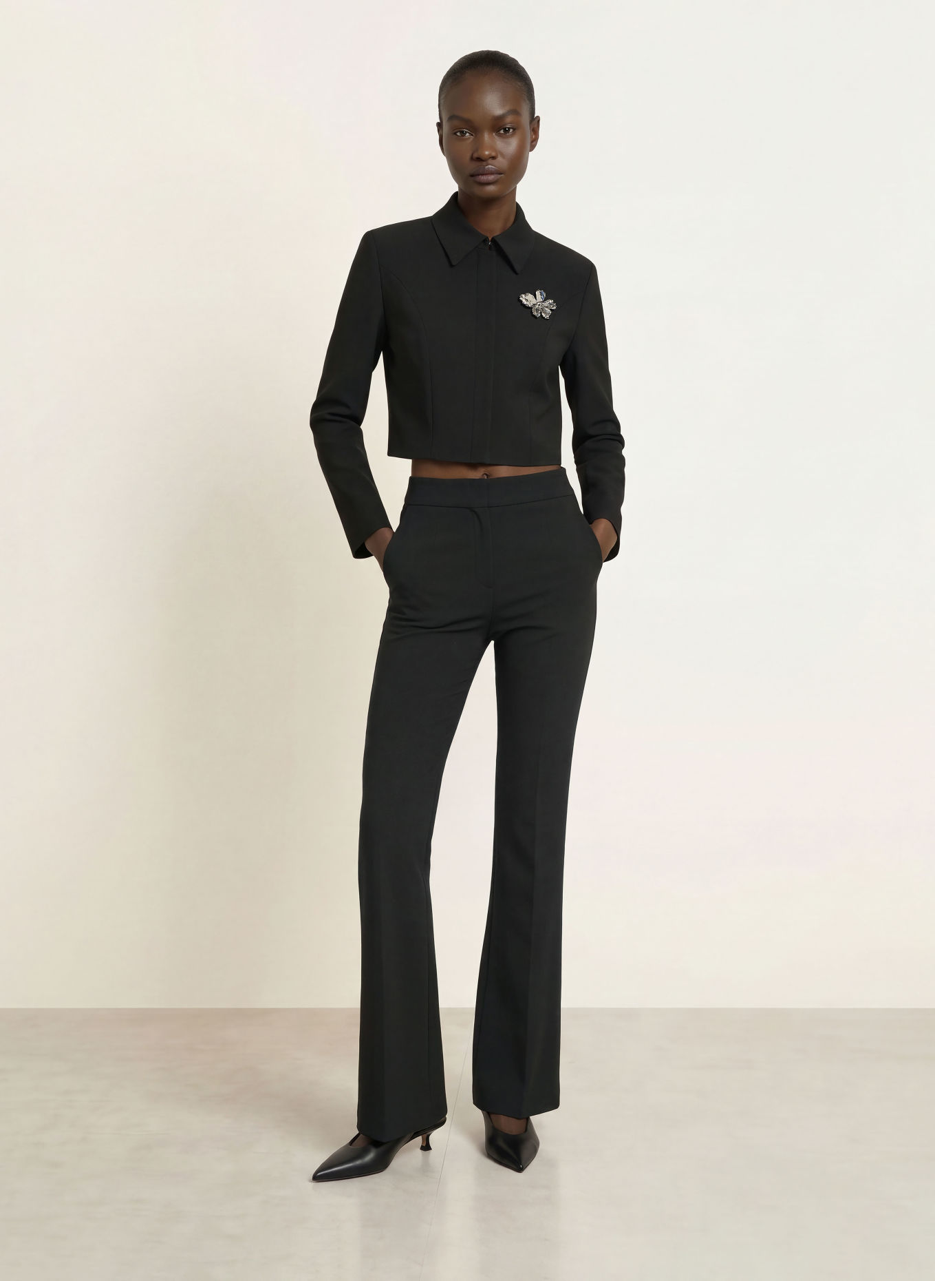 HUGO Bootcut broek HIMIMA: ZWART