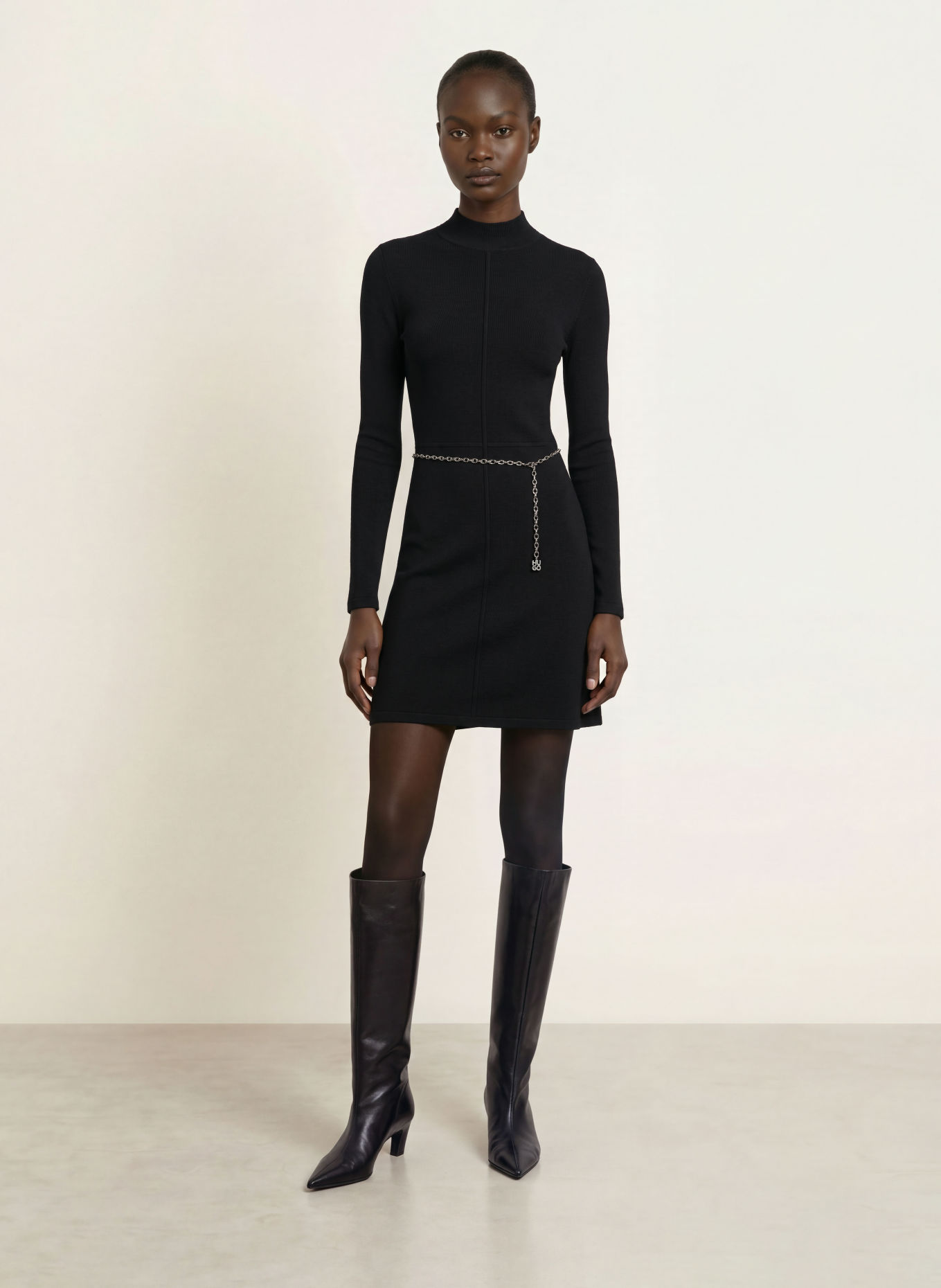 HUGO SANTENY Knit Dress: BLACK