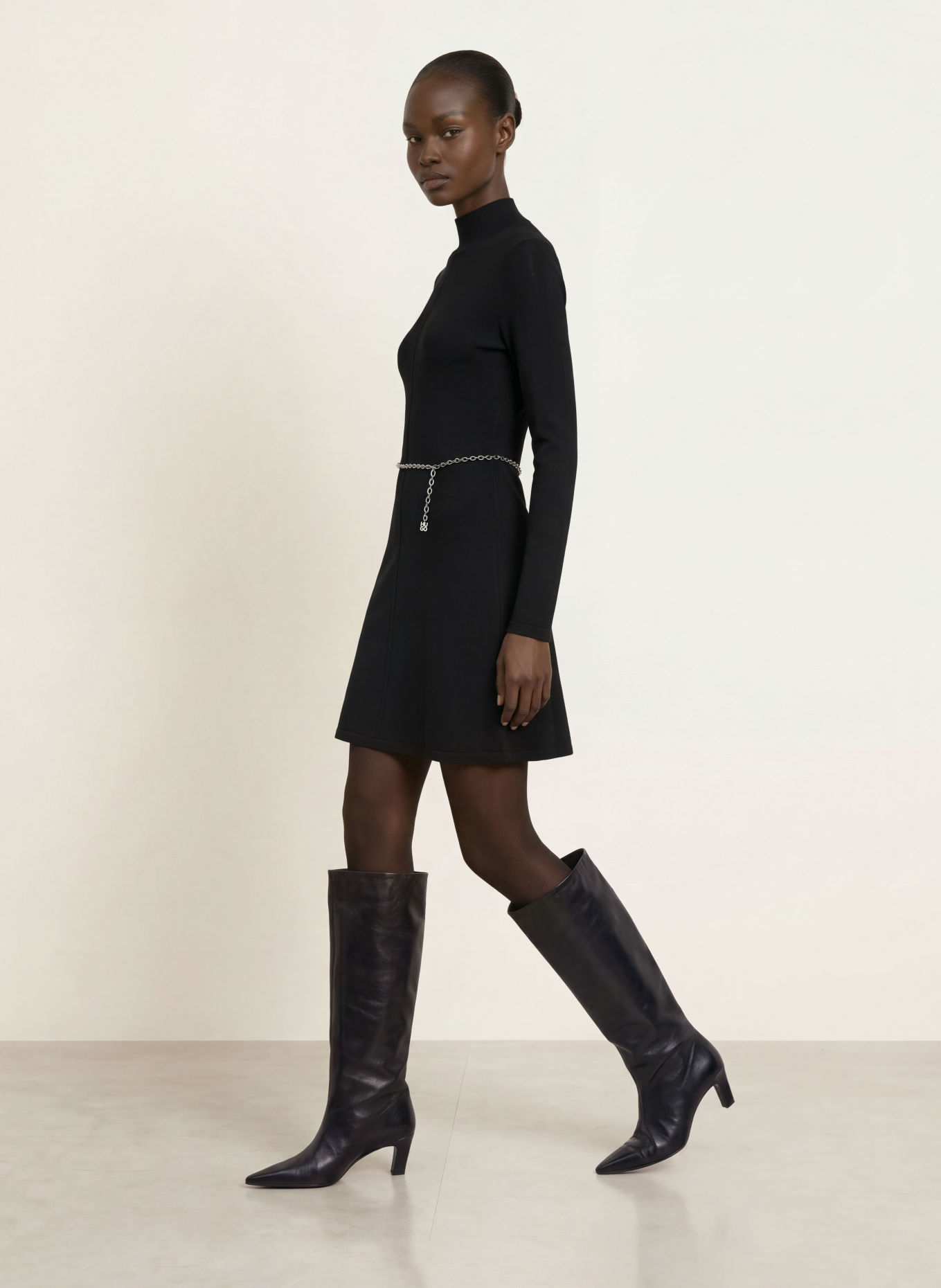 HUGO SANTENY Knit Dress: BLACK