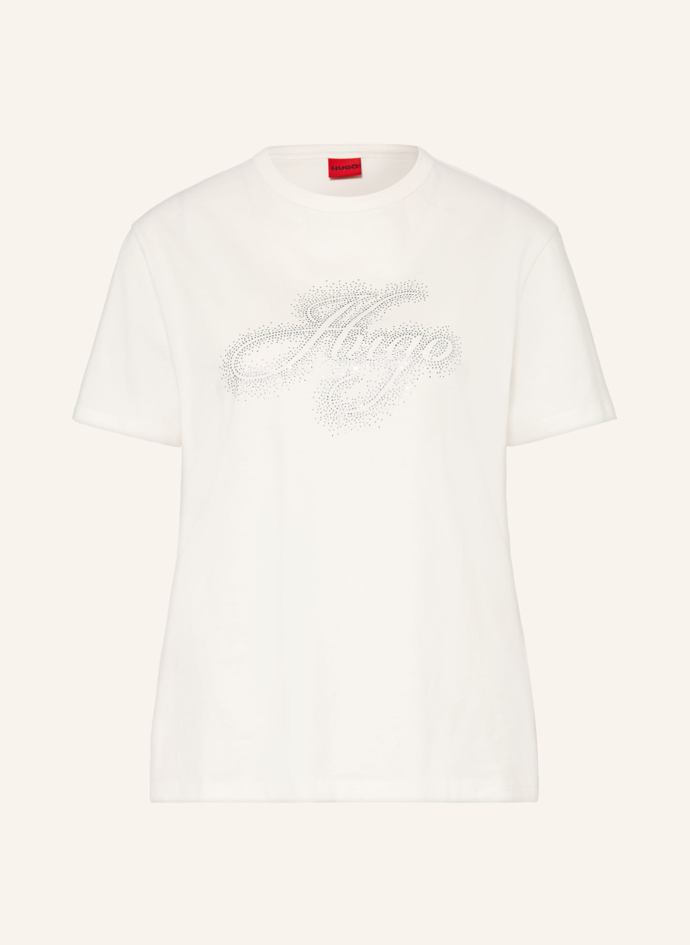 HUGO DAMACIA T-shirt with Rhinestones: WHITE