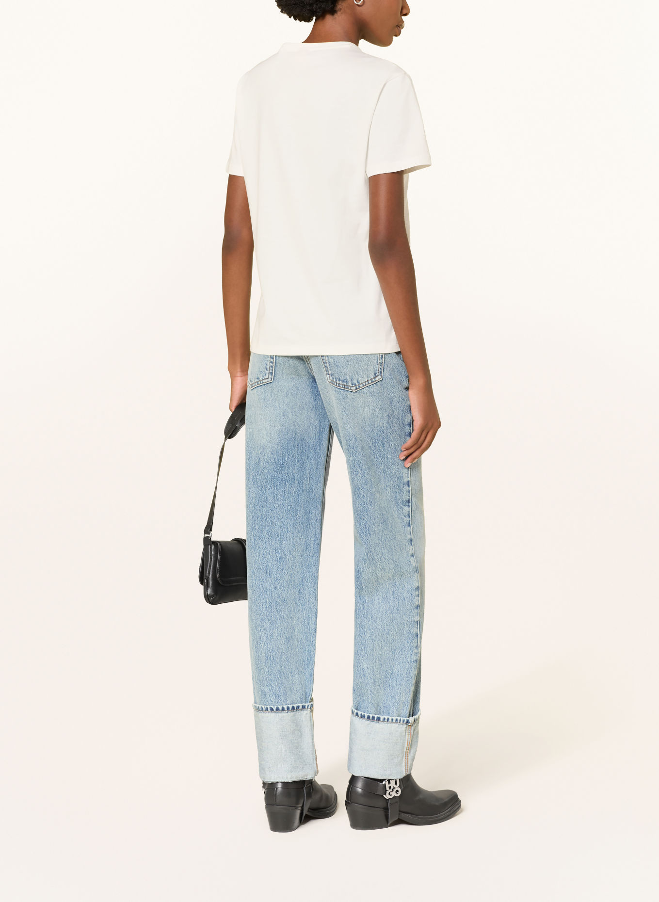 HUGO DAMACIA T-shirt with Rhinestones: WHITE