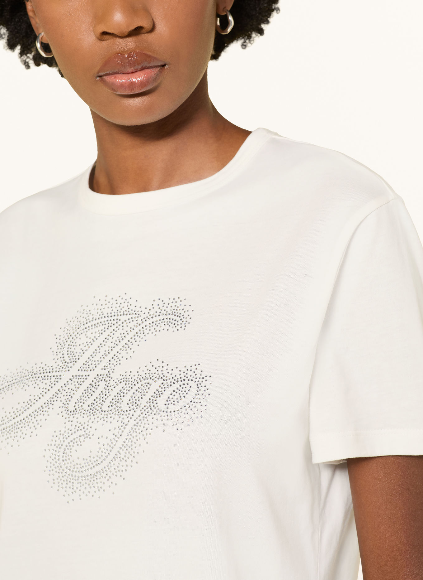 HUGO DAMACIA T-shirt with Rhinestones: WHITE