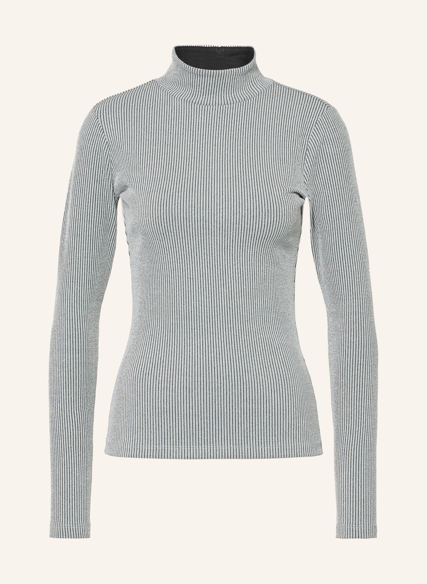 HUGO DRISILA long-sleeve shirt with glitter yarn: GRAY / BLACK