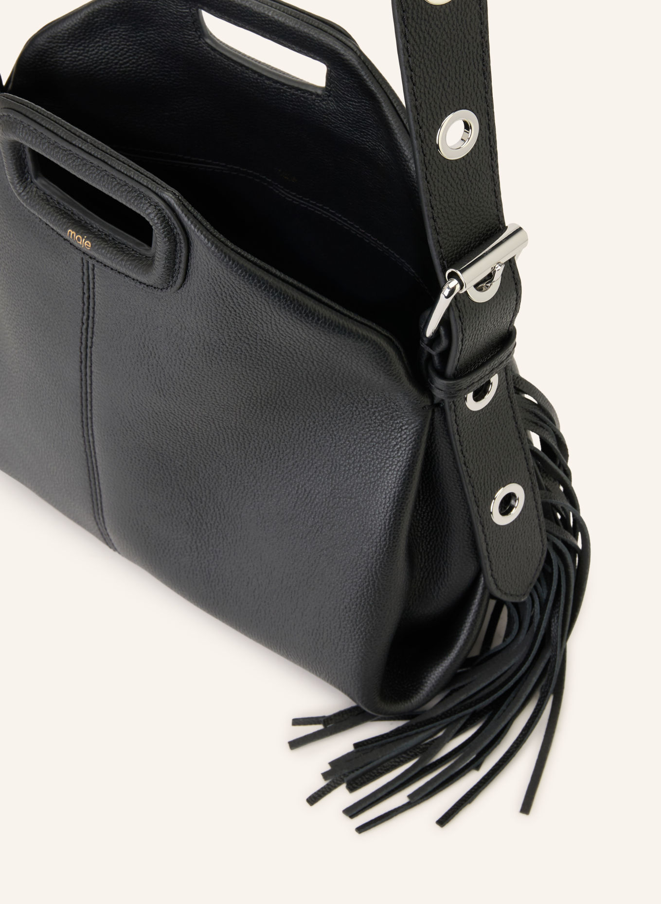 maje Schultertasche: SCHWARZ / SILBER