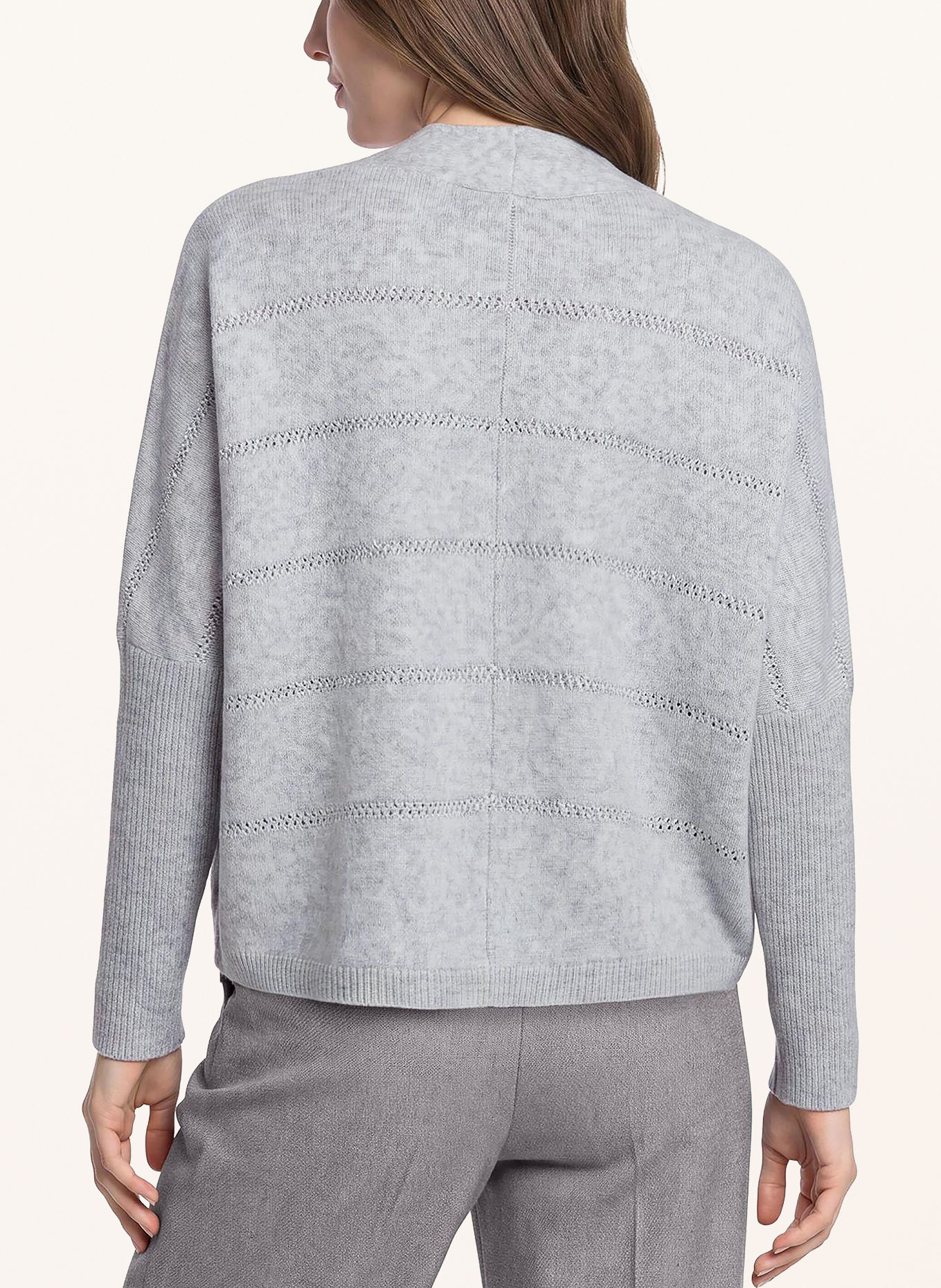 Betty Barclay Gebreid openvallend vest met pailletten: LICHTGRIJS / ZILVER