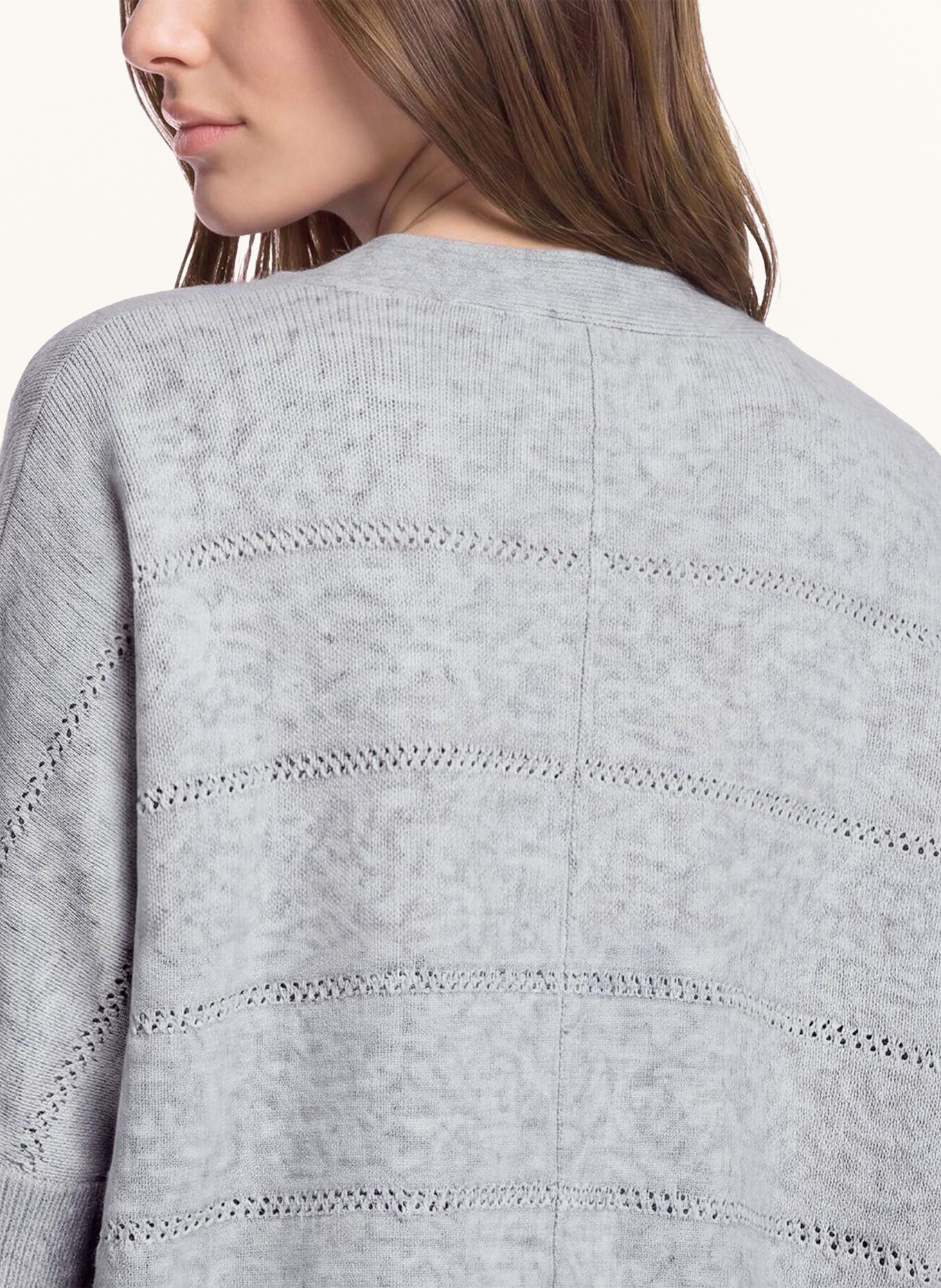 Betty Barclay Gebreid openvallend vest met pailletten: LICHTGRIJS / ZILVER