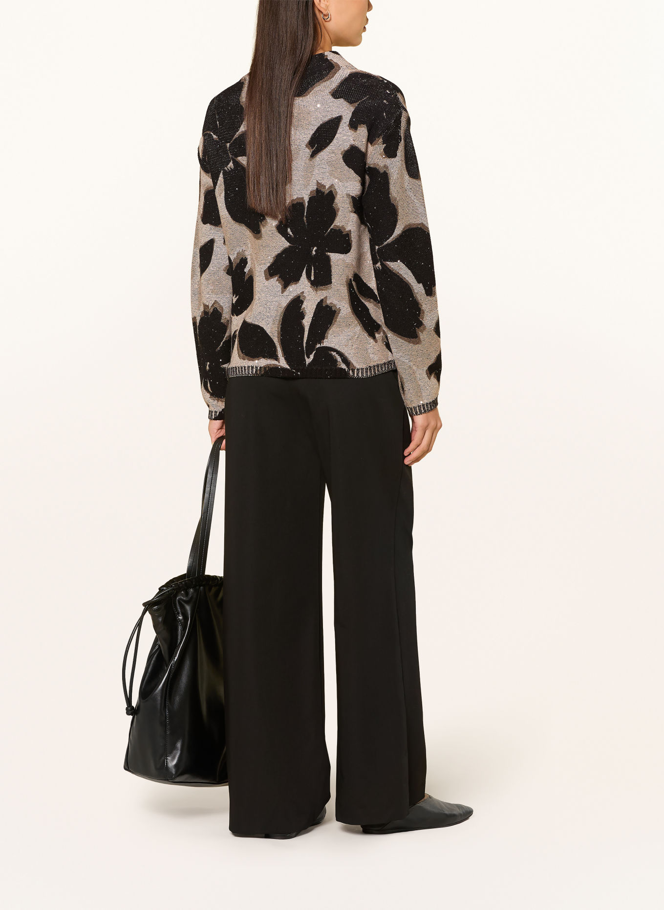 Betty Barclay Sequin Sweater: LIGHT GRAY / GRAY / BLACK