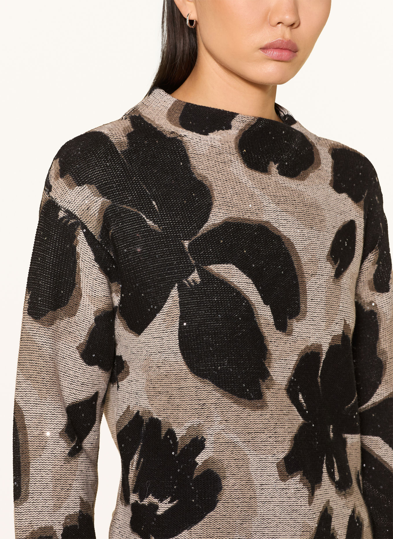 Betty Barclay Sequin Sweater: LIGHT GRAY / GRAY / BLACK