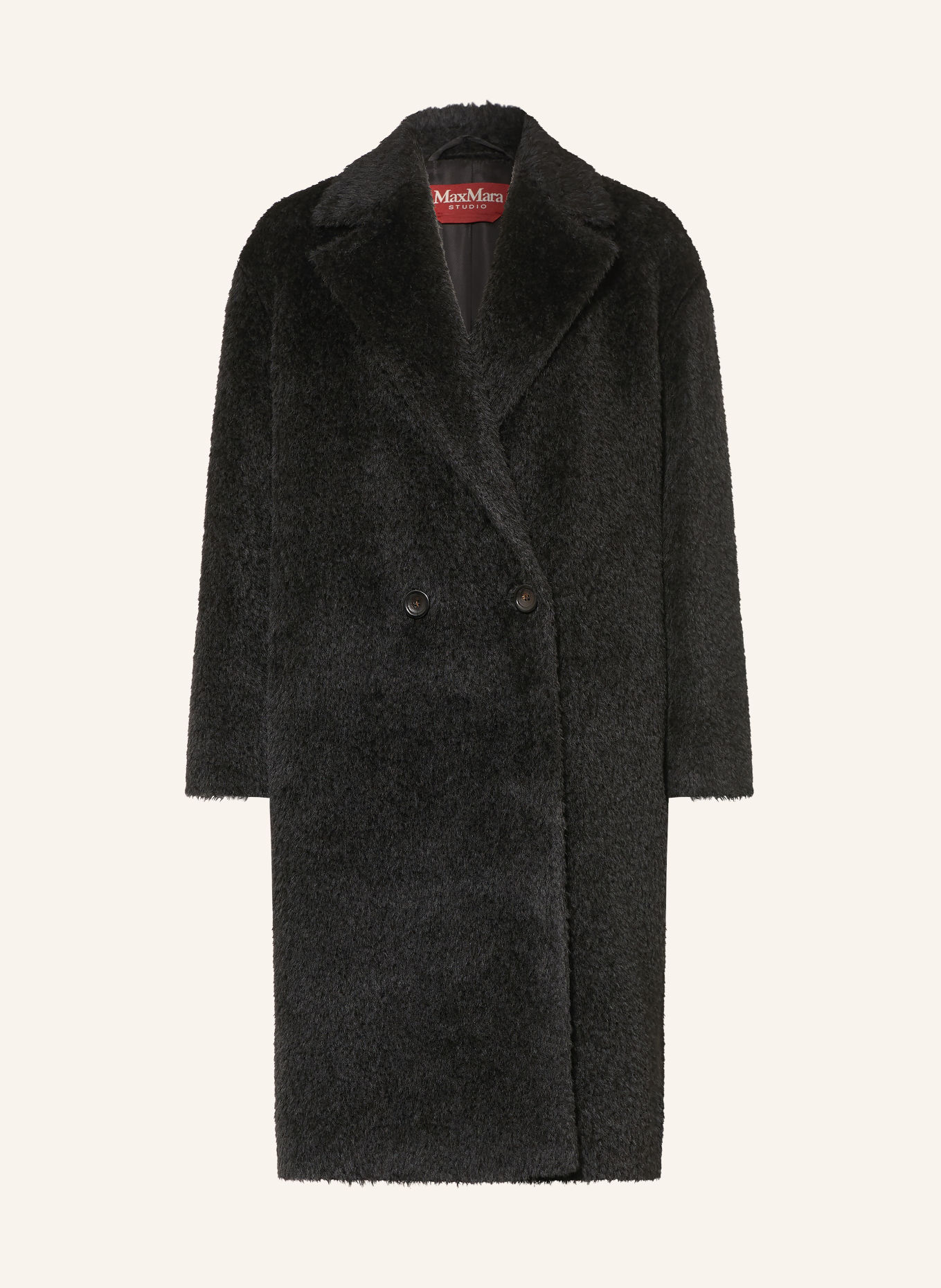Max Mara STUDIO URBANO Faux Fur Coat with Alpaca: BLACK