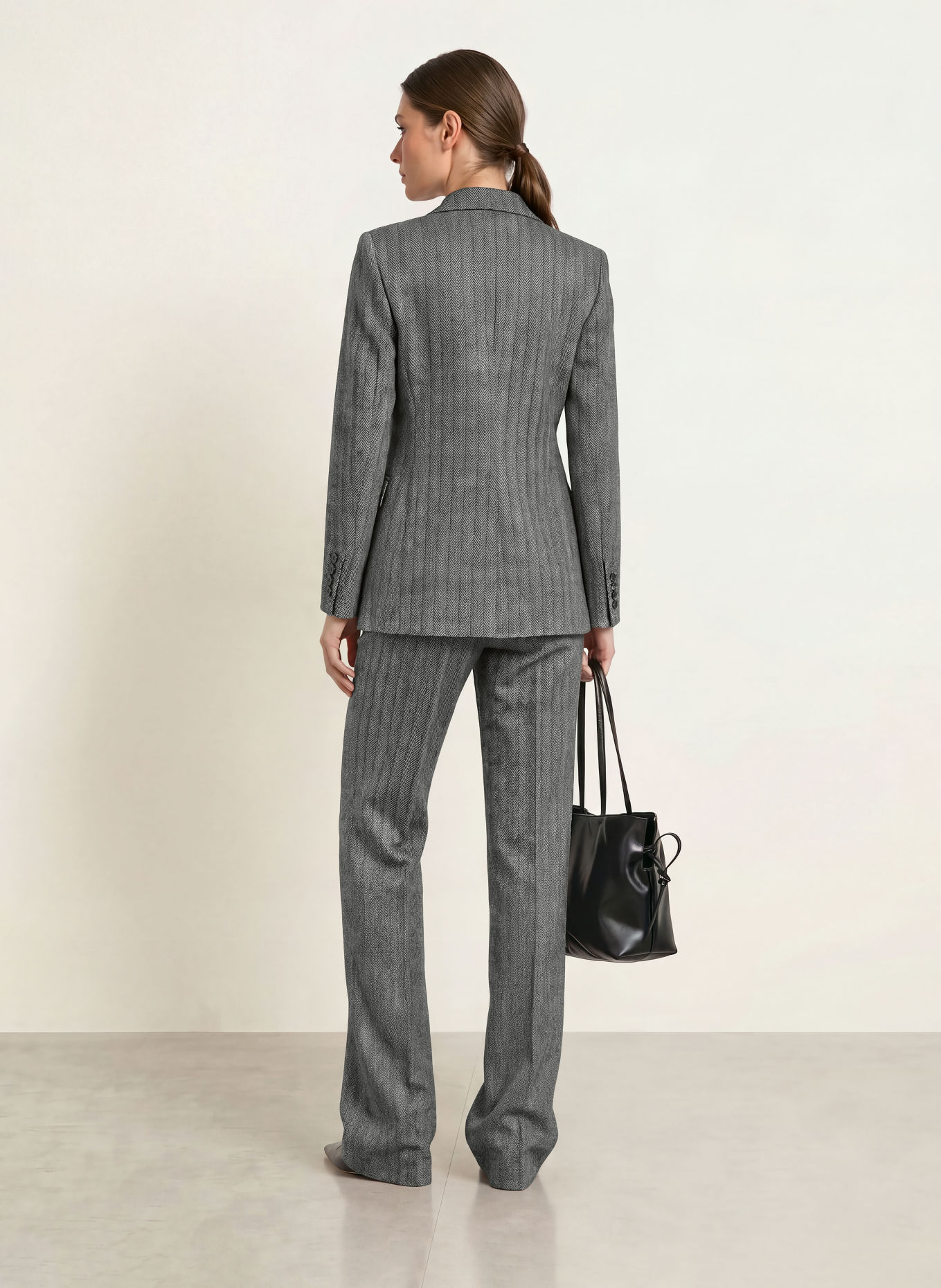 Max Mara STUDIO Marlenehose EDICOLA aus Jersey: SCHWARZ / GRAU / WEISS