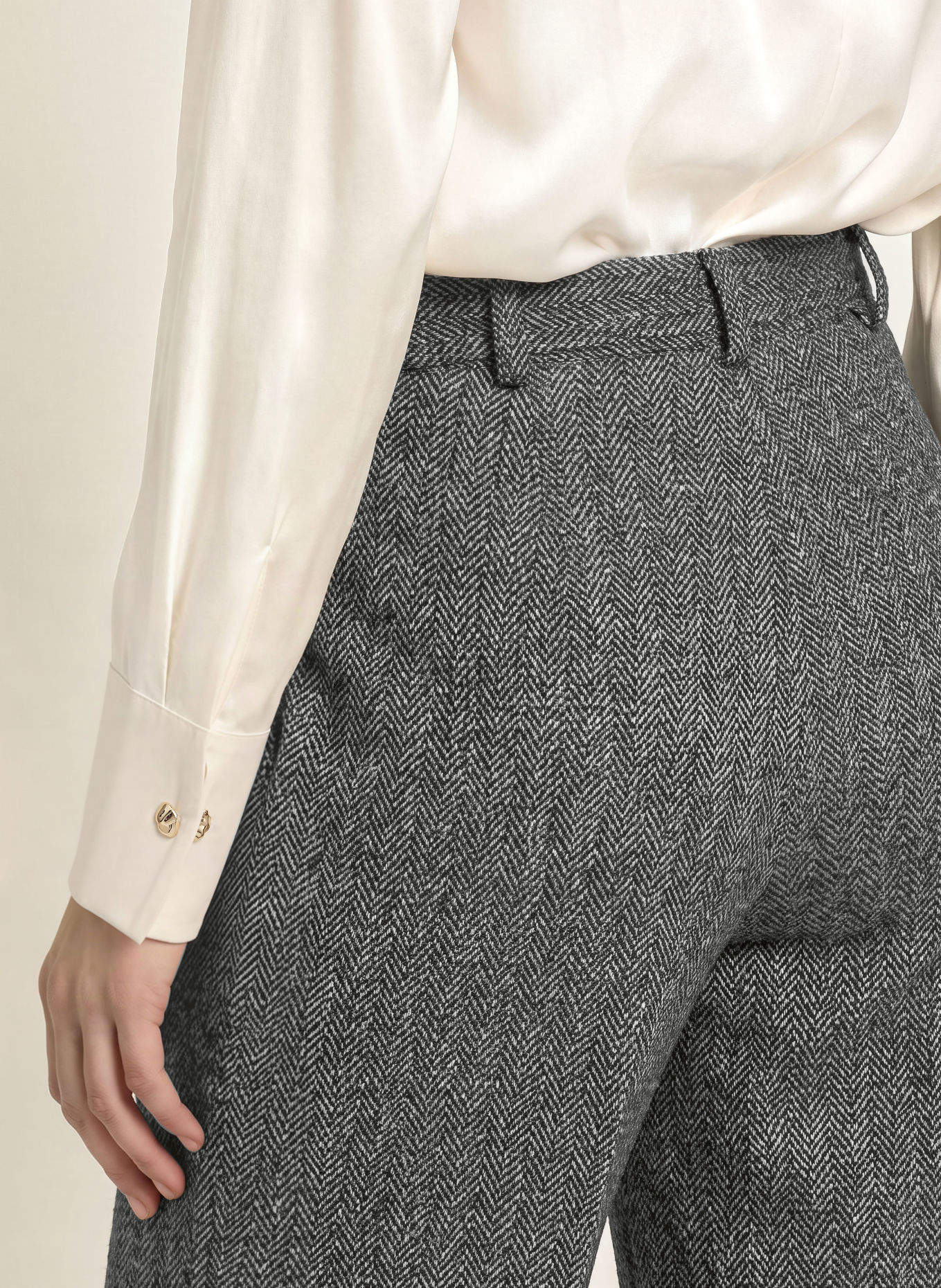 Max Mara STUDIO Marlenehose EDICOLA aus Jersey: SCHWARZ / GRAU / WEISS