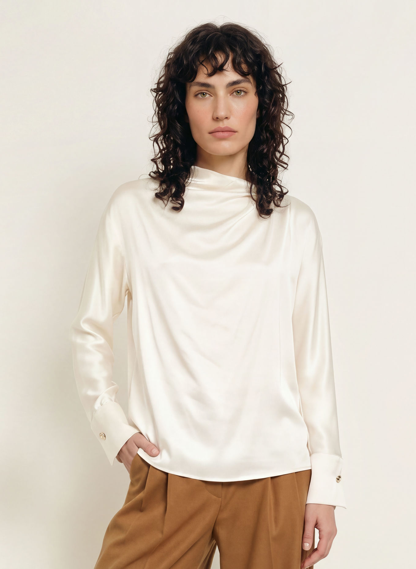 Max Mara STUDIO Chemisier QUINTO avec de la soie: CRÈME