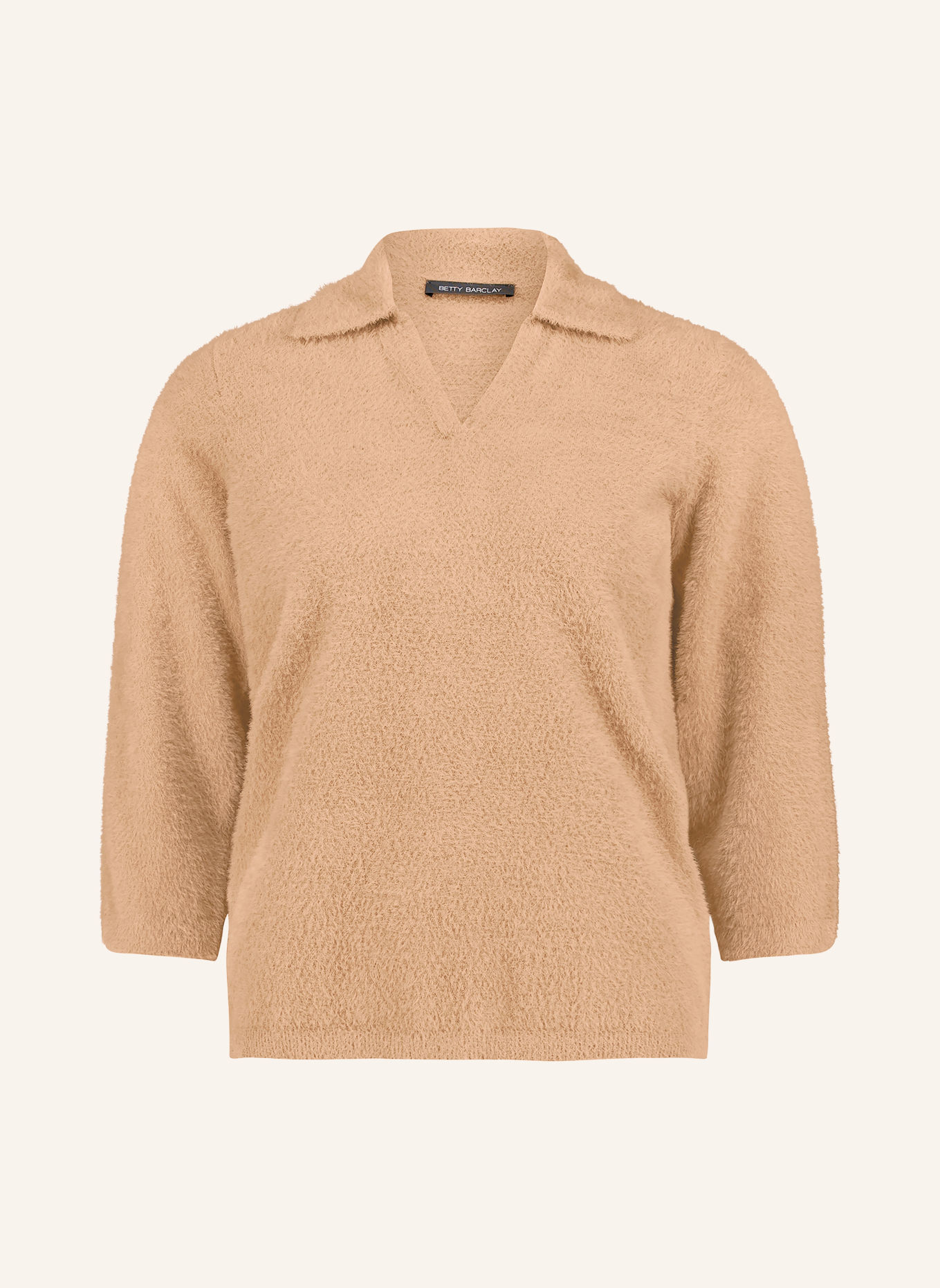 Betty Barclay Knit polo shirt with 3/4 sleeves: CAMEL