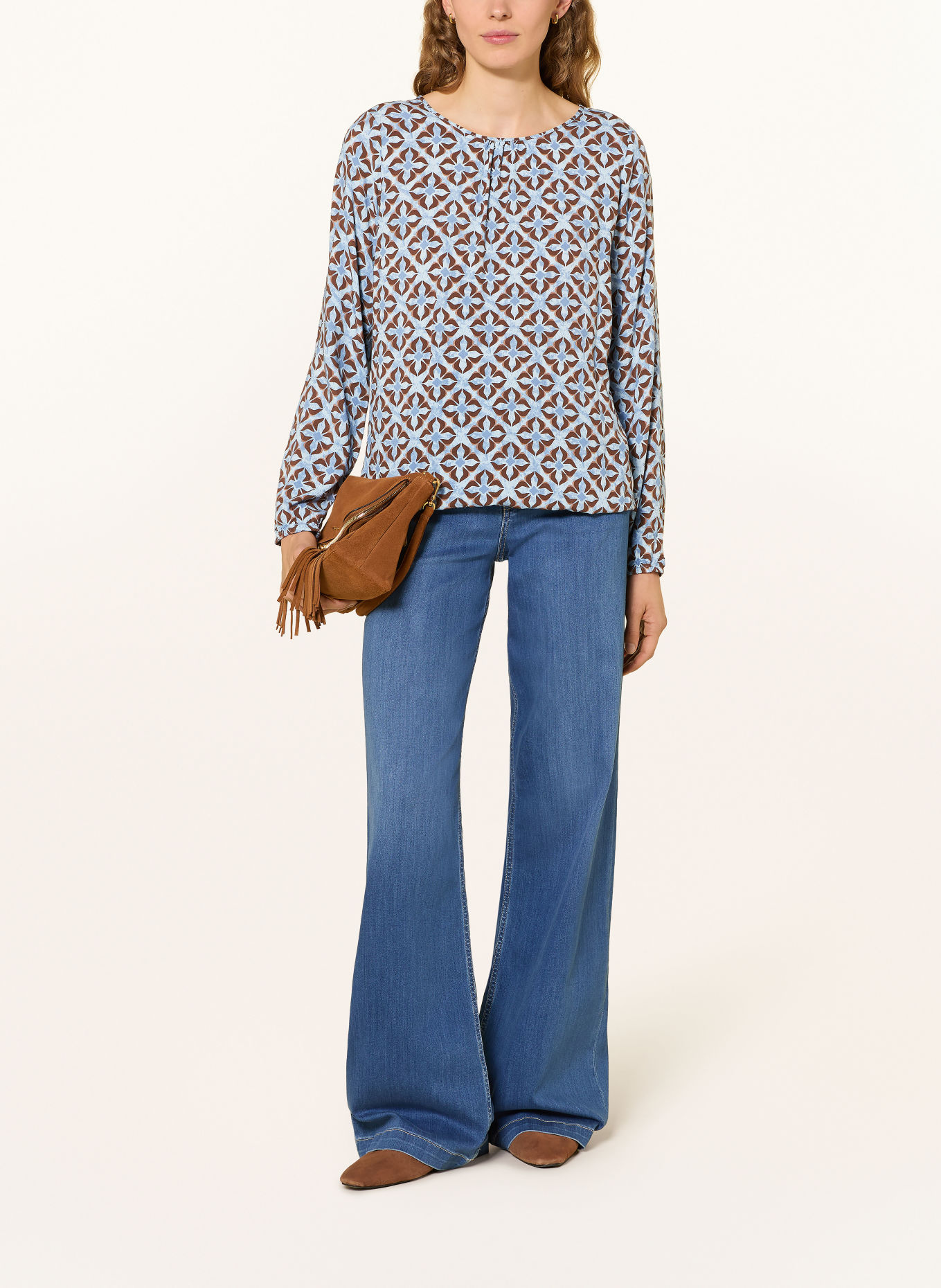 Betty Barclay Blouseshirt: LICHTBLAUW / MARRON FONCÉ / LICHTBLAUW
