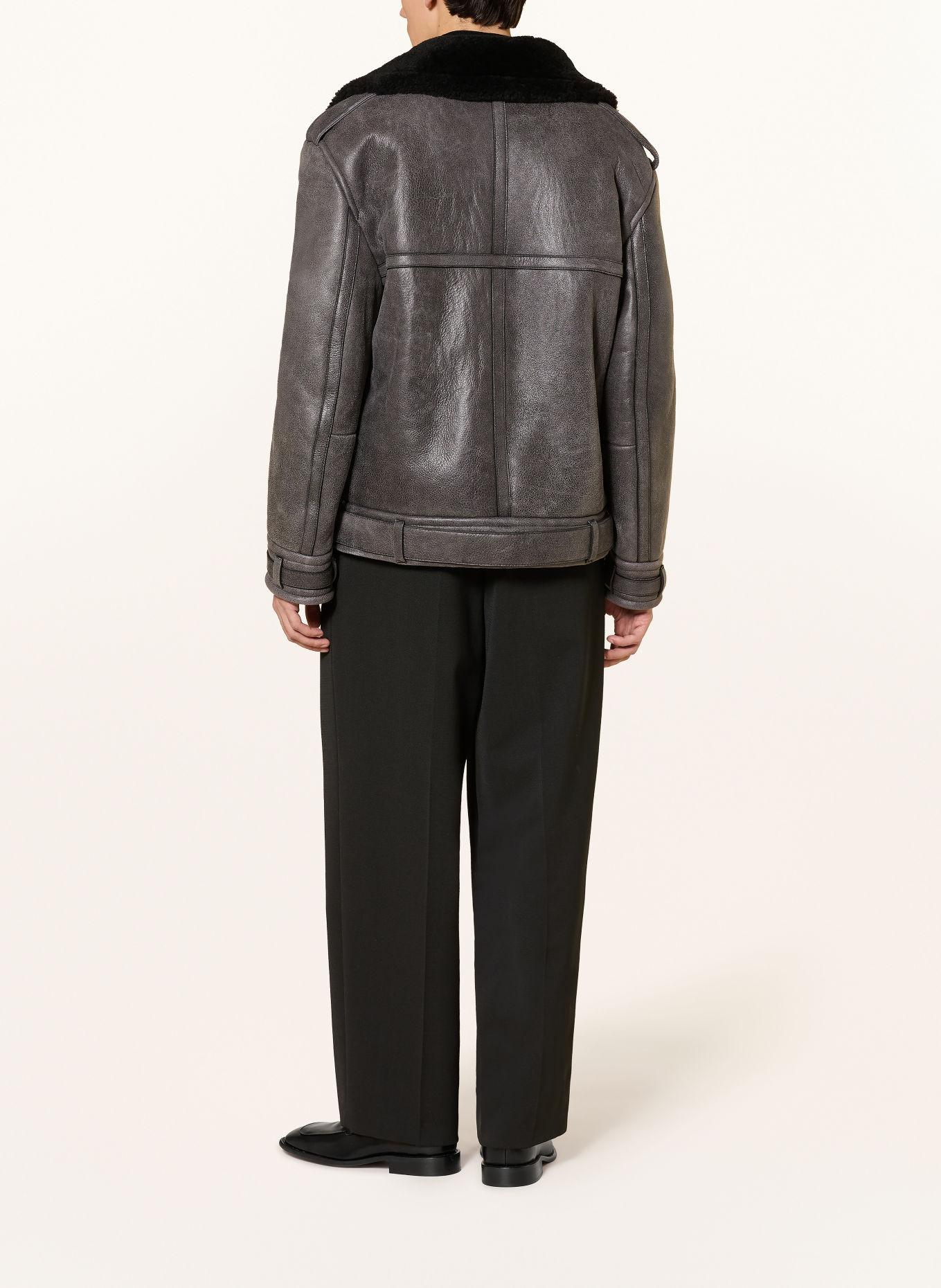 HUGO Lederjacke LEIF: SCHWARZ